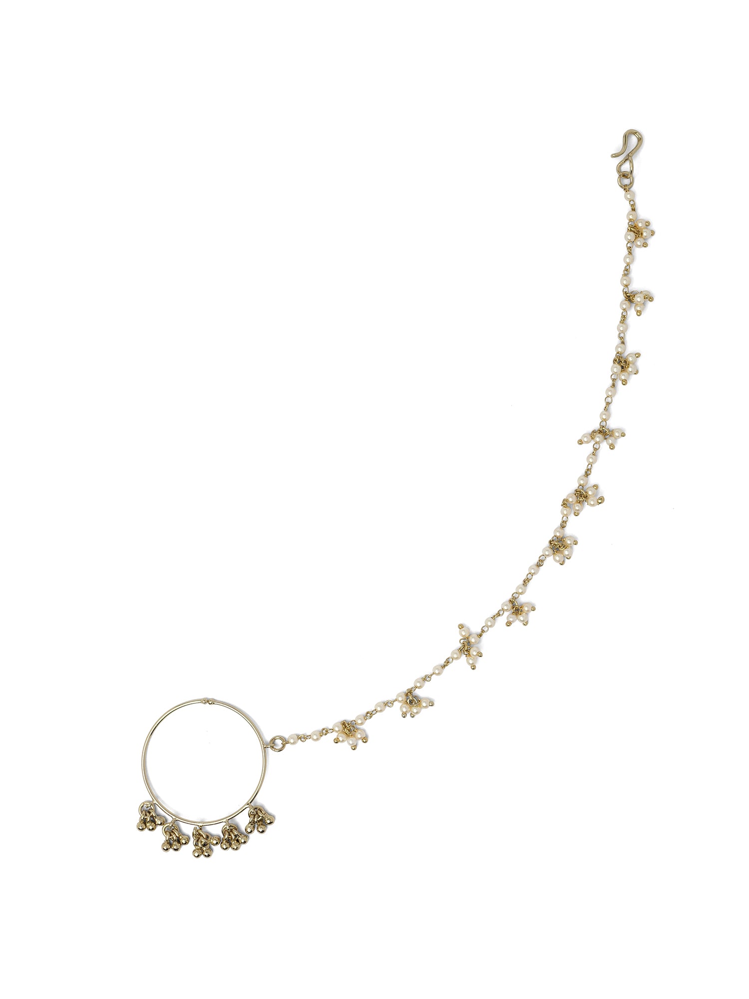 1.25" Cluster Bead Bridal Nose Ring in Antique Gold