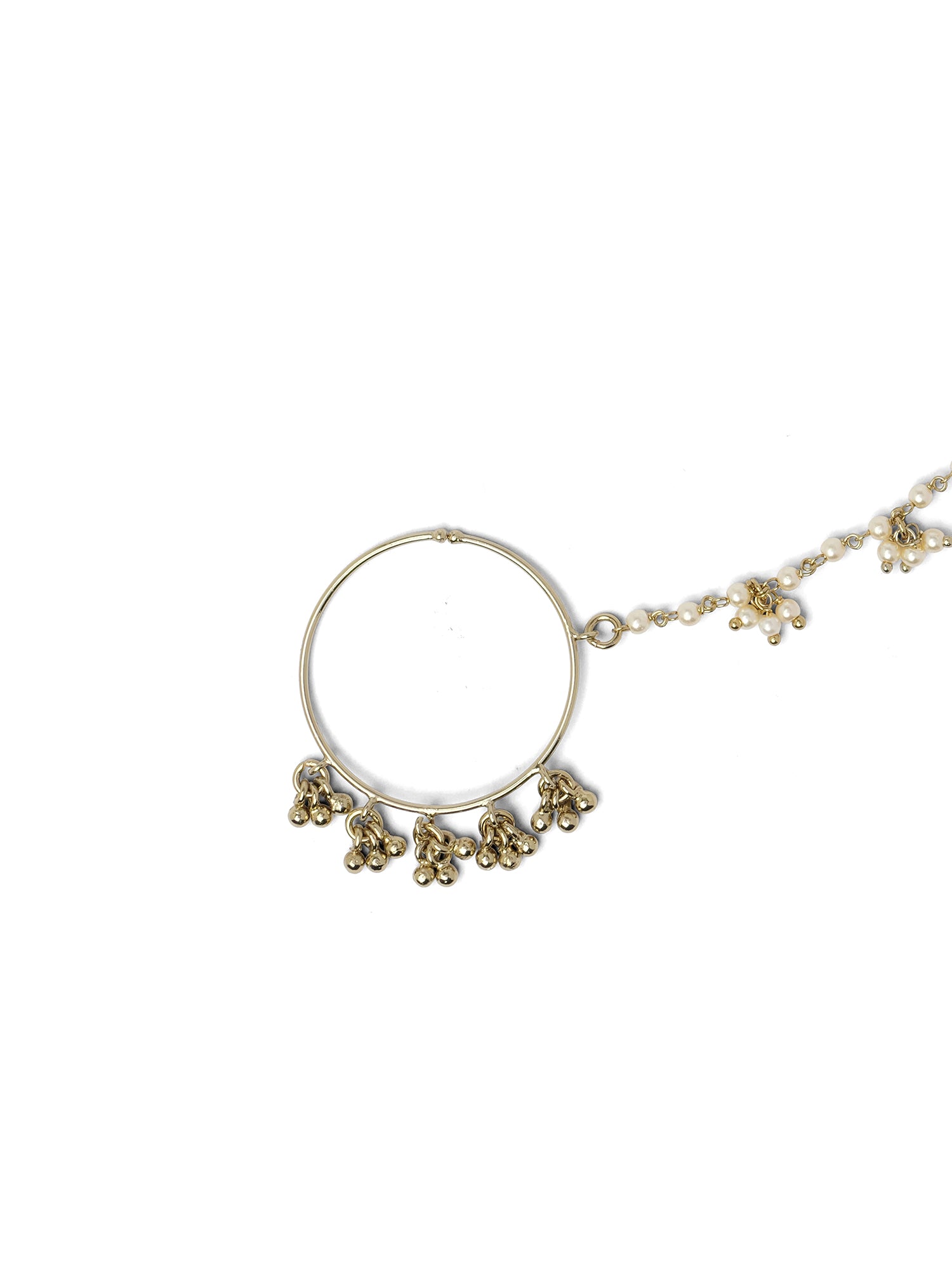 1.25" Cluster Bead Bridal Nose Ring in Antique Gold