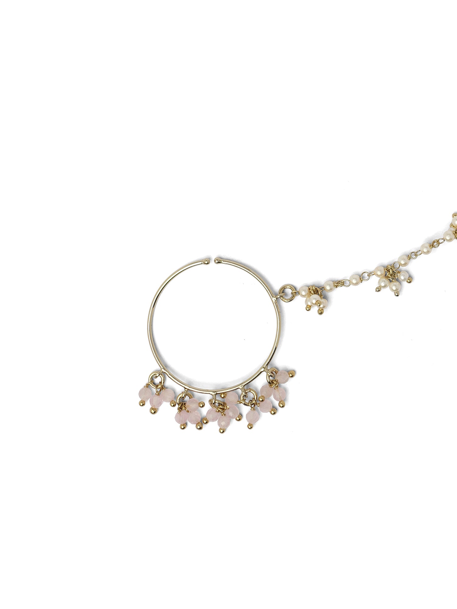 1.25" Cluster Bead Bridal Nose Ring in Light Pink
