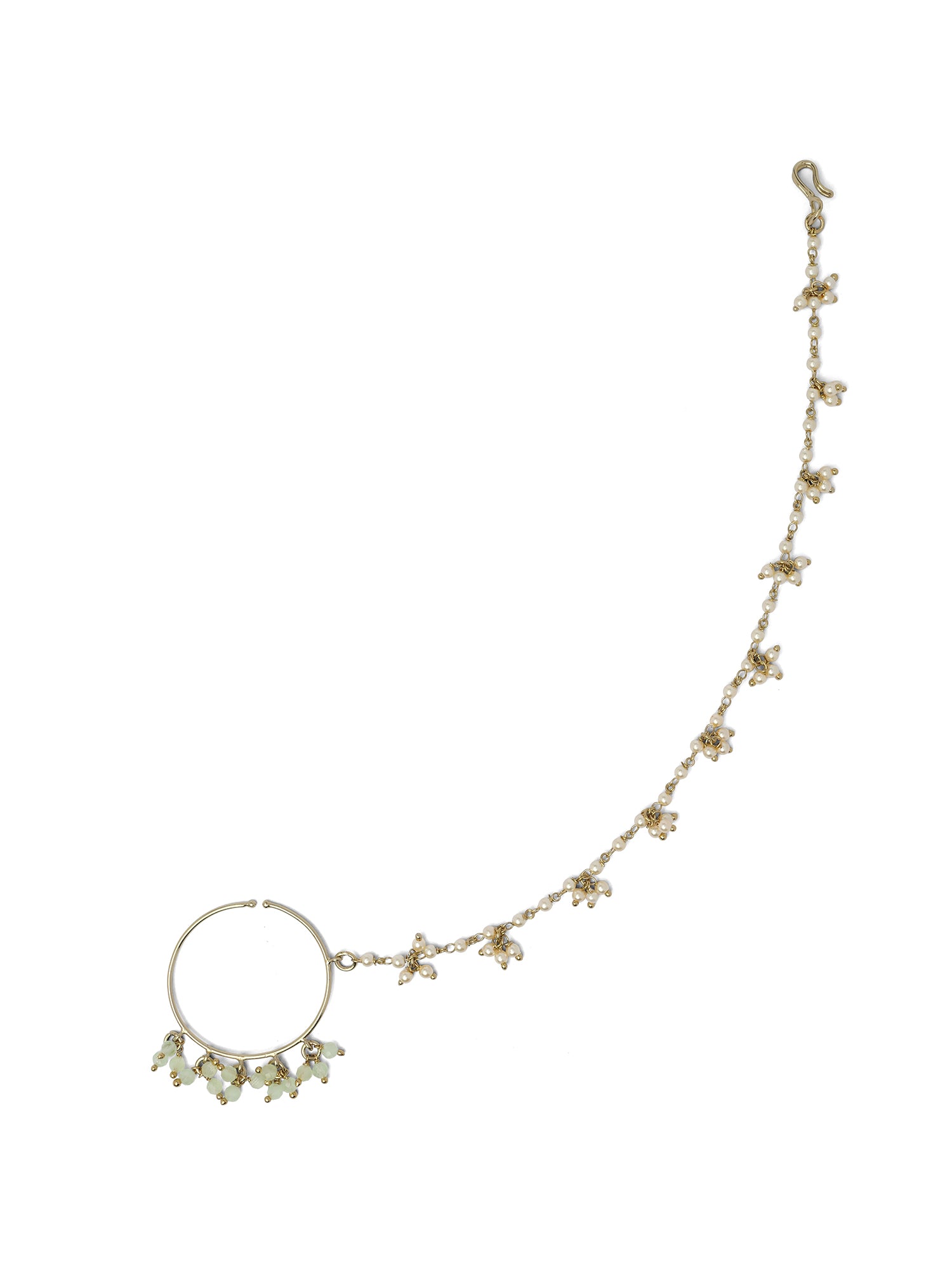 1.25" Cluster Bead Bridal Nose Ring in Mint