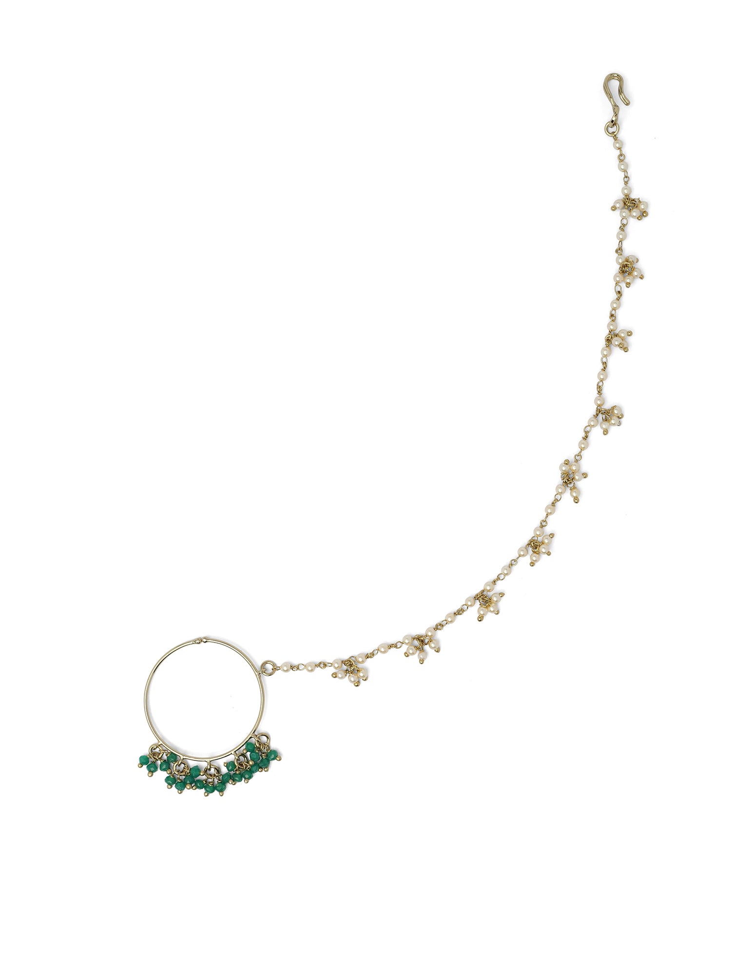 1.25 Cluster Inch Bead Bridal Nose Ring in Green