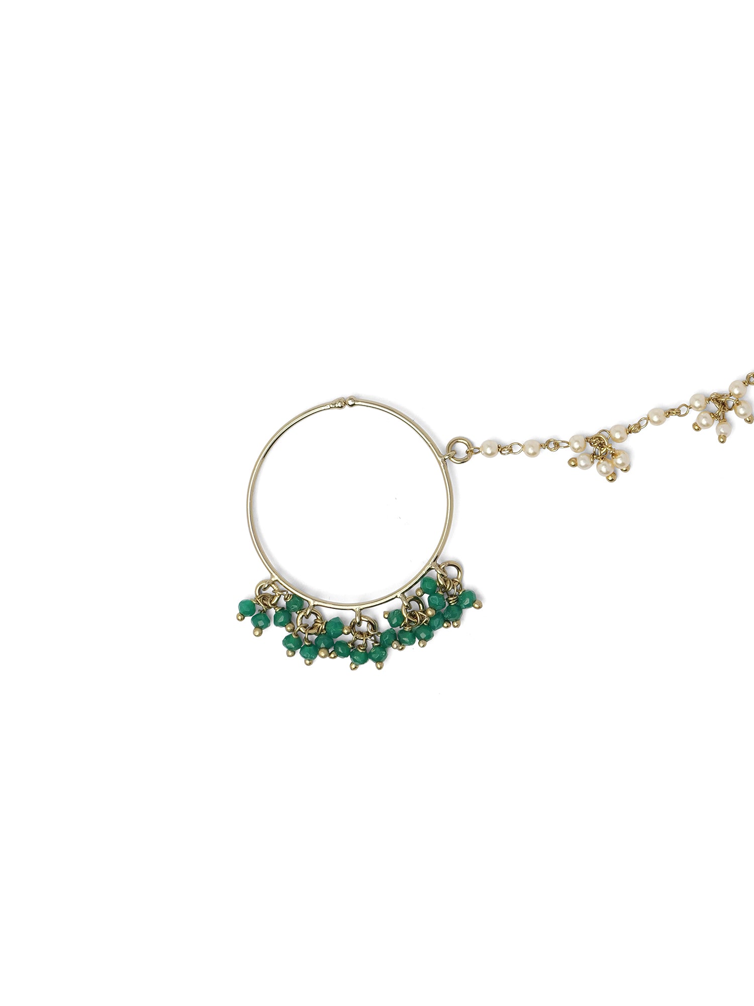1.25 Cluster Inch Bead Bridal Nose Ring in Green