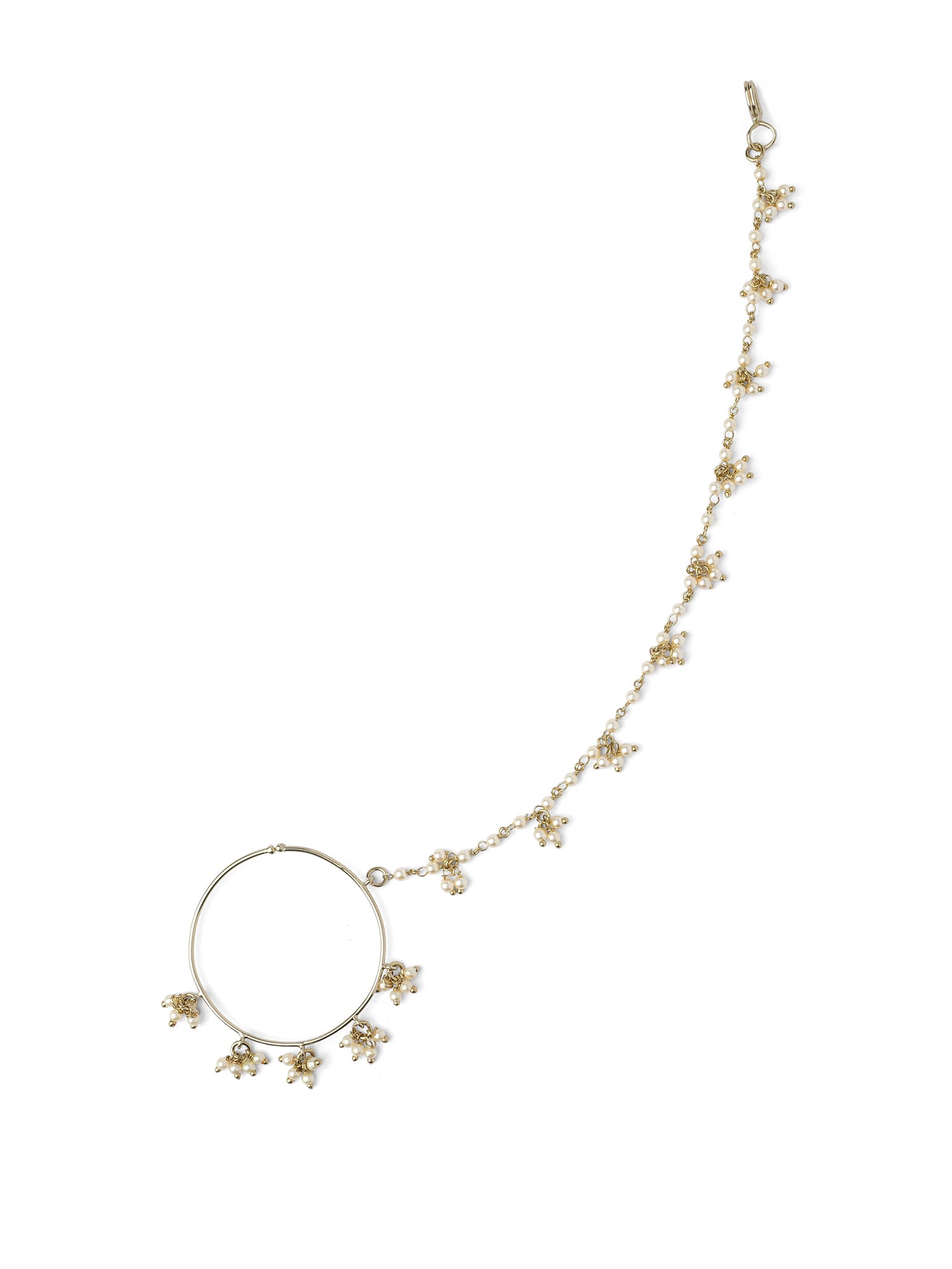 1.5" Cluster Bead Bridal Nose Ring in Champagne