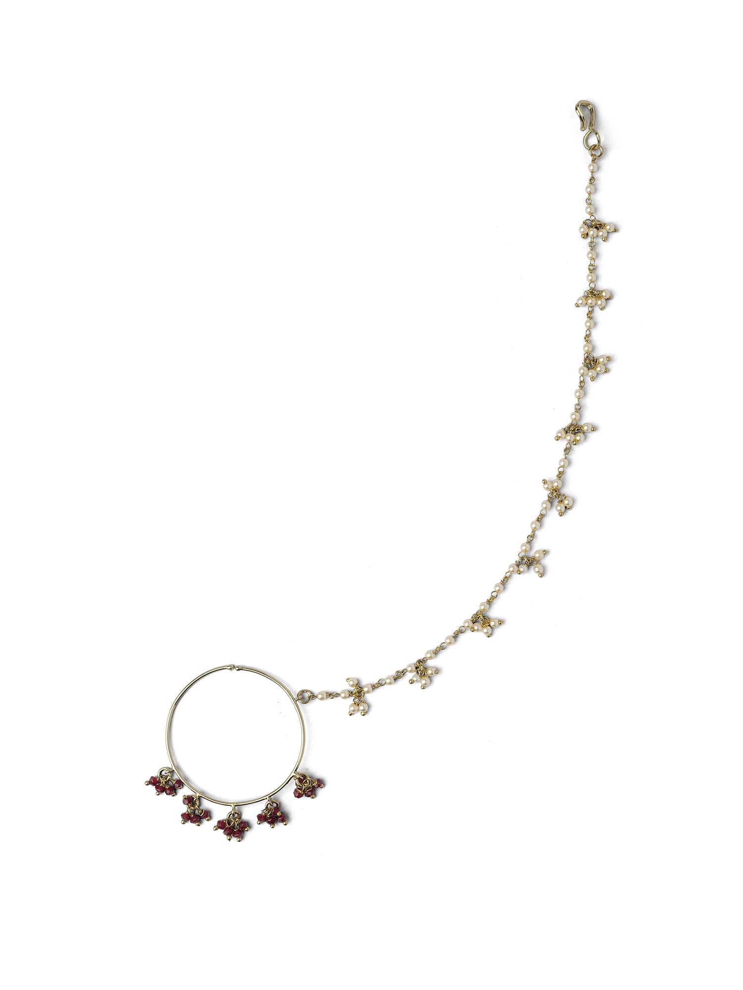 1.5" Cluster Bead Bridal Nose Ring in Maroon