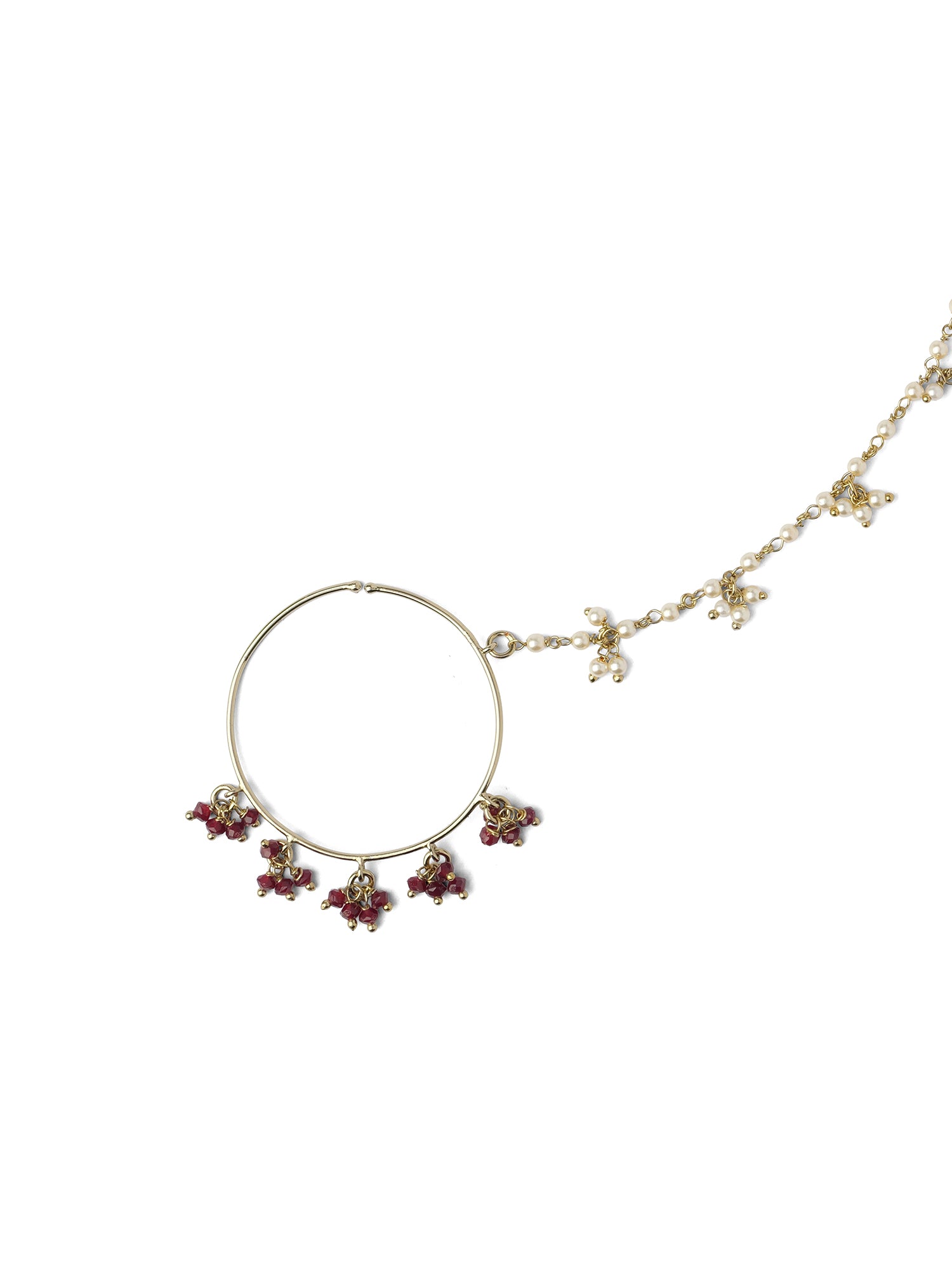 1.5" Cluster Bead Bridal Nose Ring in Maroon