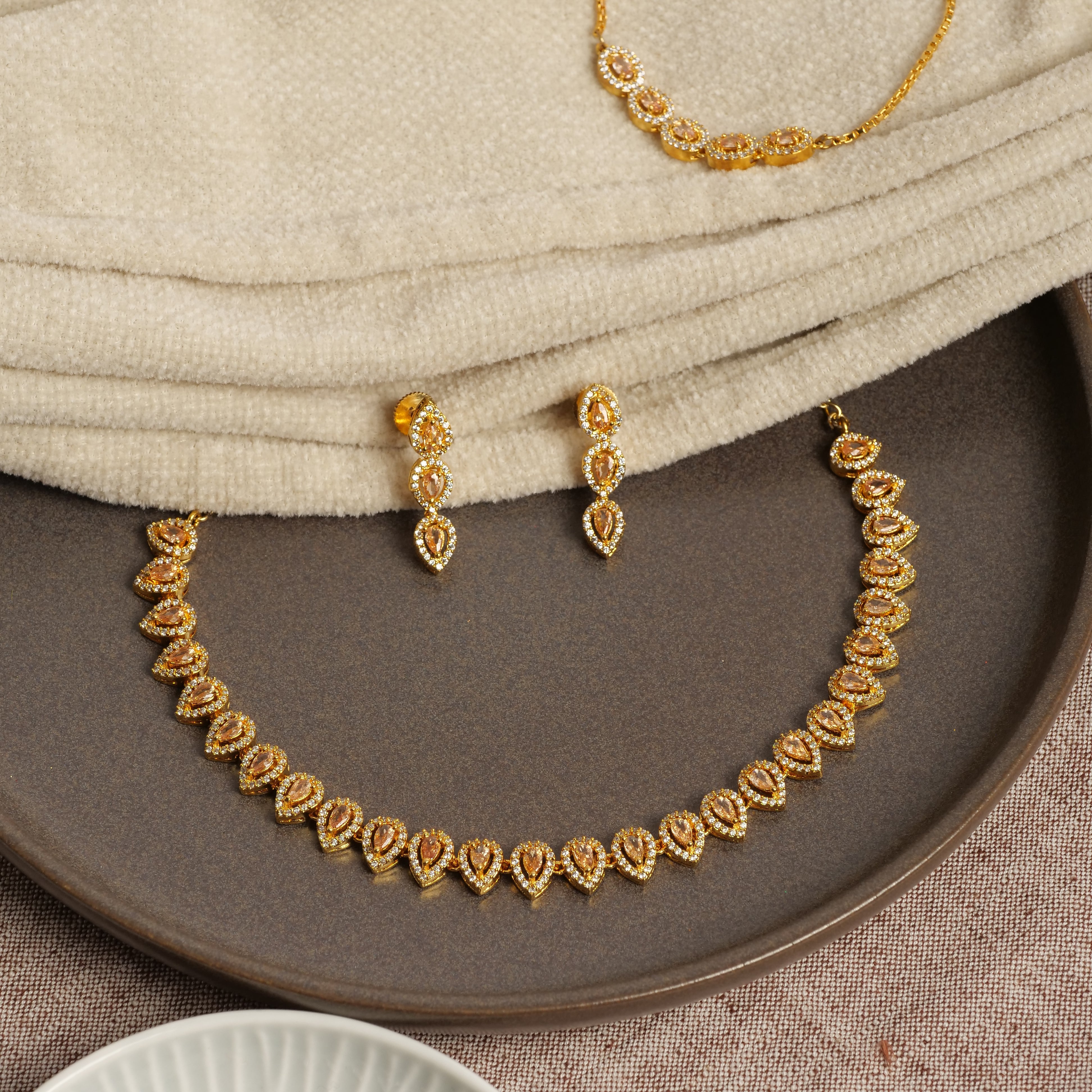 Ayla Cubic Zirconia Necklace Set in Light Topaz
