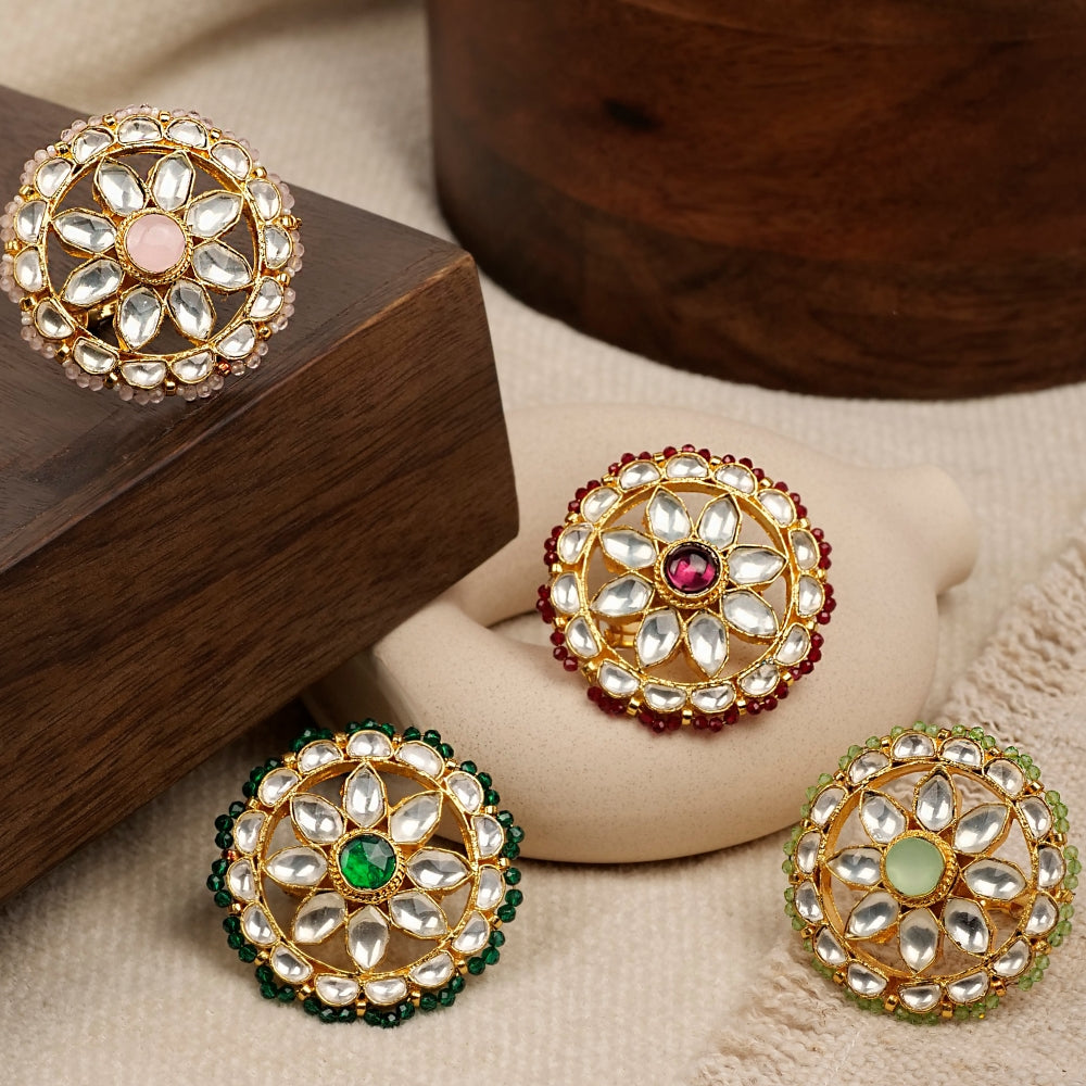 Ayushi Kundan Ring in Maroon