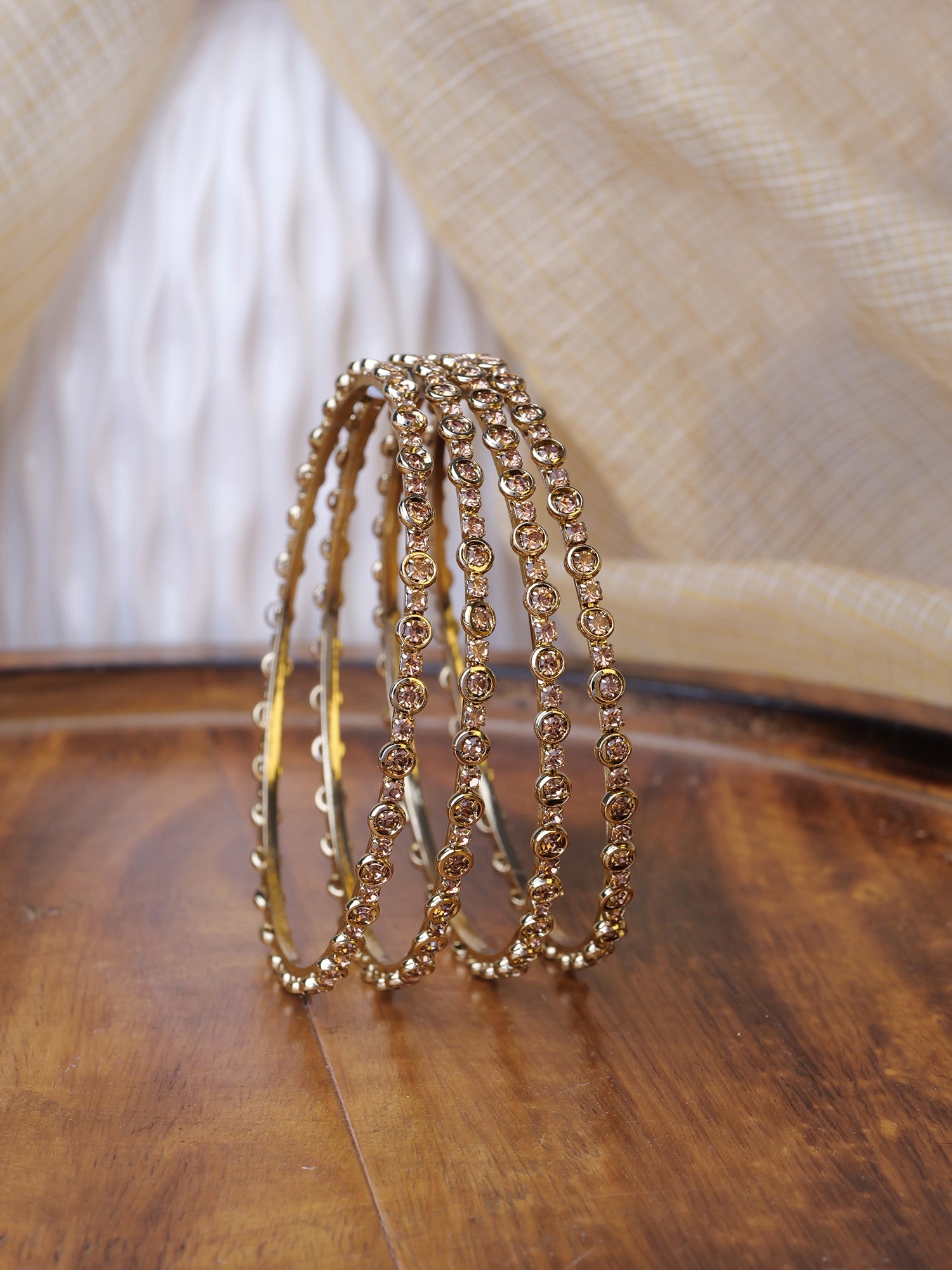 Aafreen Diamante Bangles in Champagne