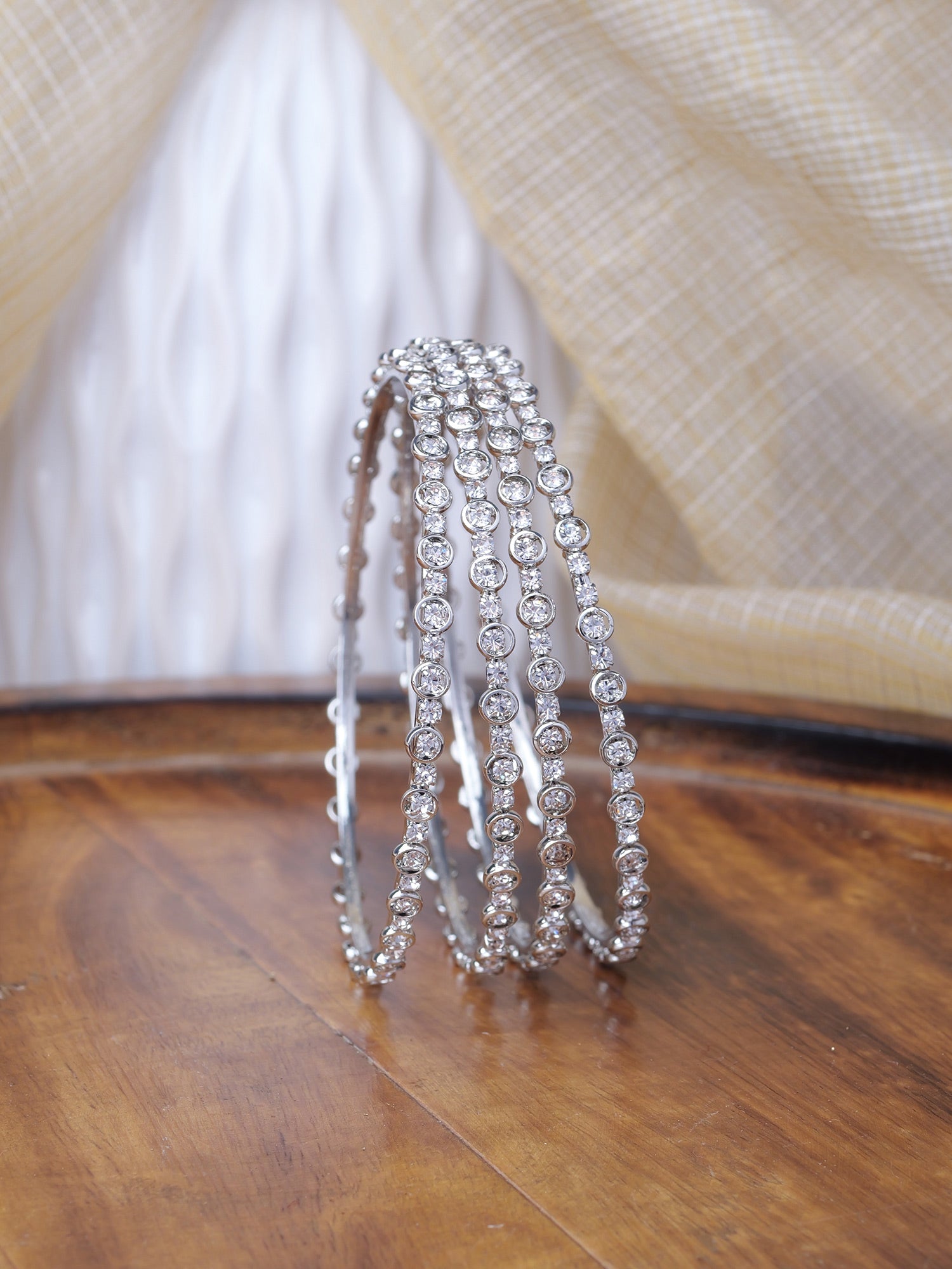 Aafreen Diamante Bangles in Rhodium
