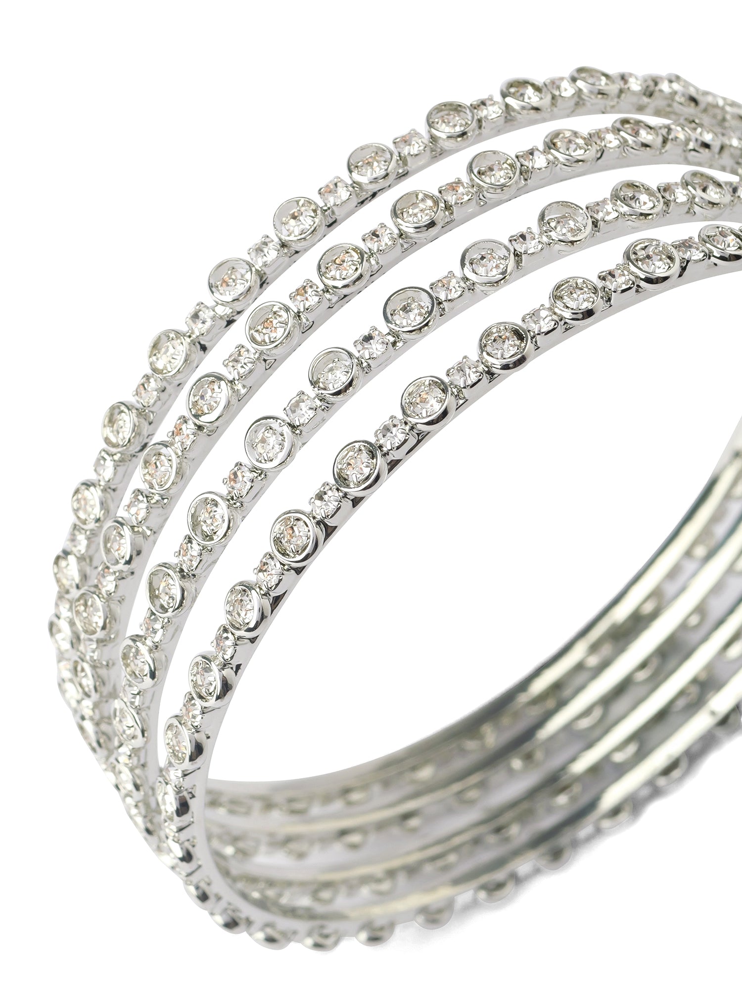 Aafreen Diamante Bangles in Rhodium