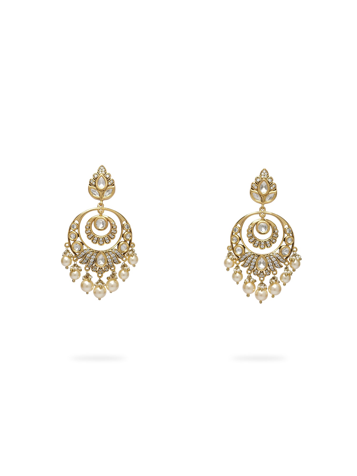 Aarna Chandbali Earrings in White