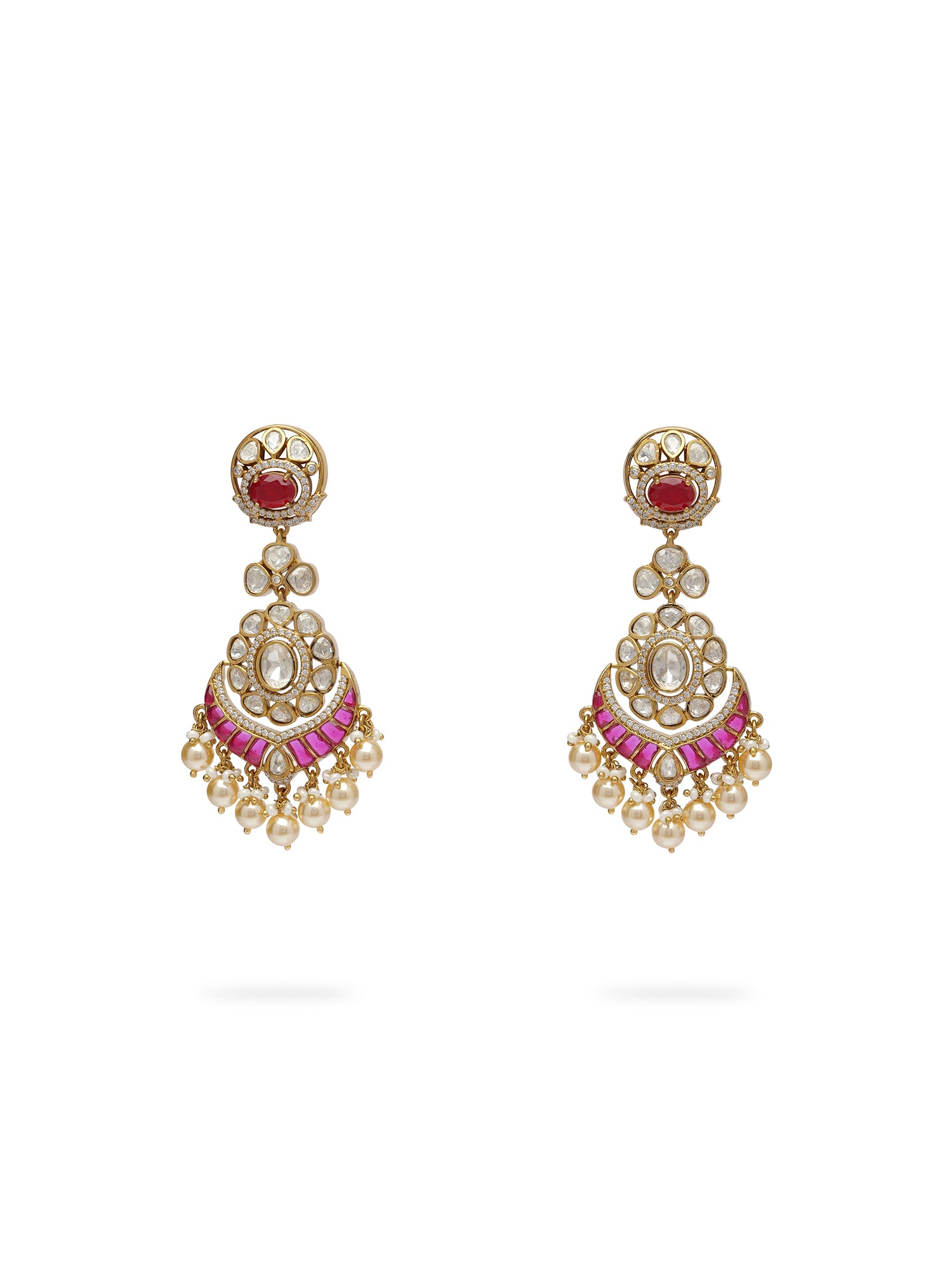 Aarshini Kundan Bridal Necklace Set in Ruby
