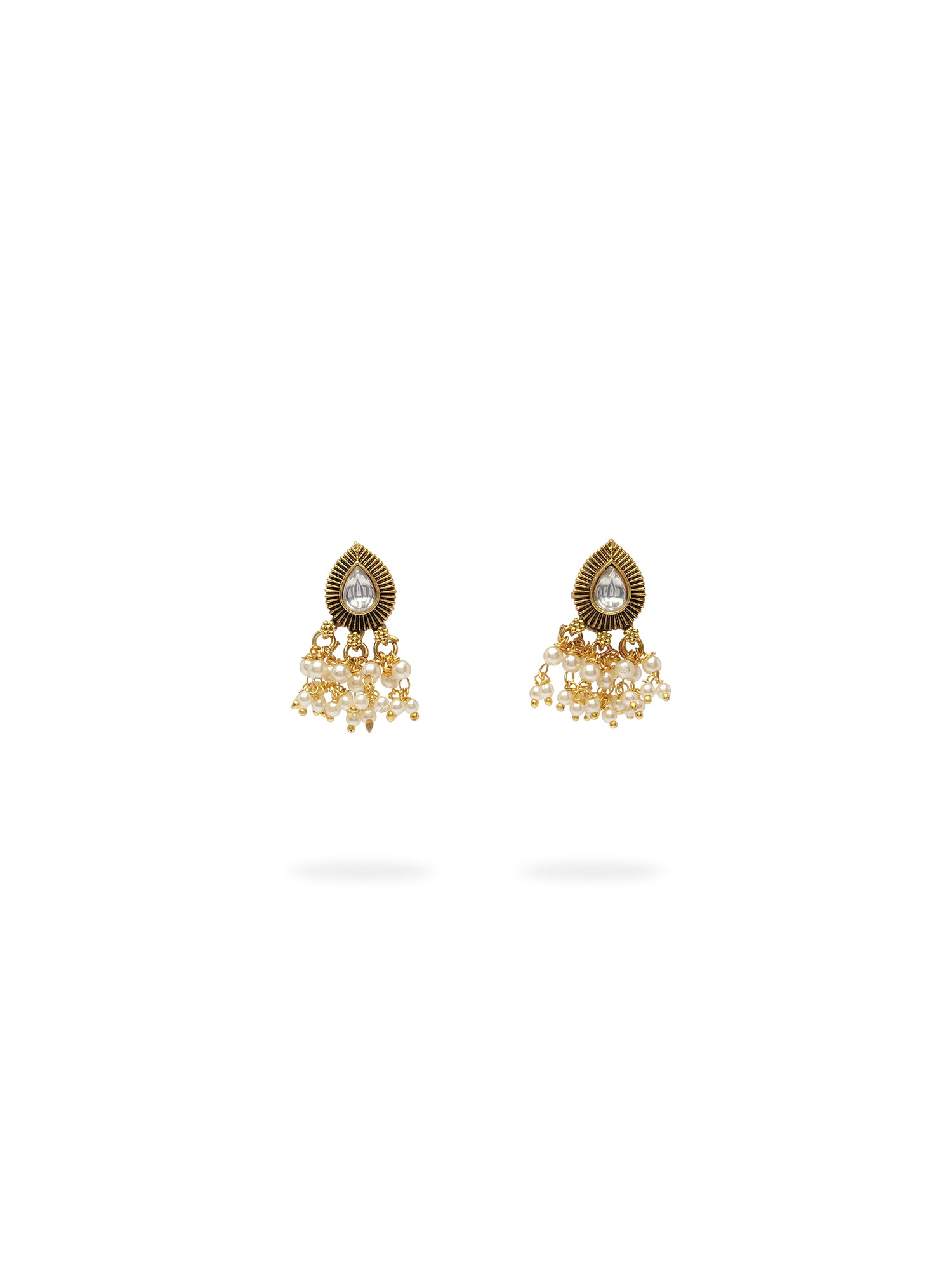 Adhira Small Kundan Earrings in White