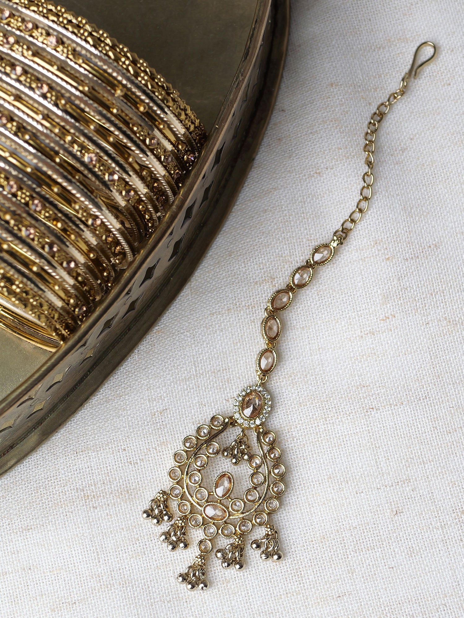 Adira Maang Tikka in Antique Gold