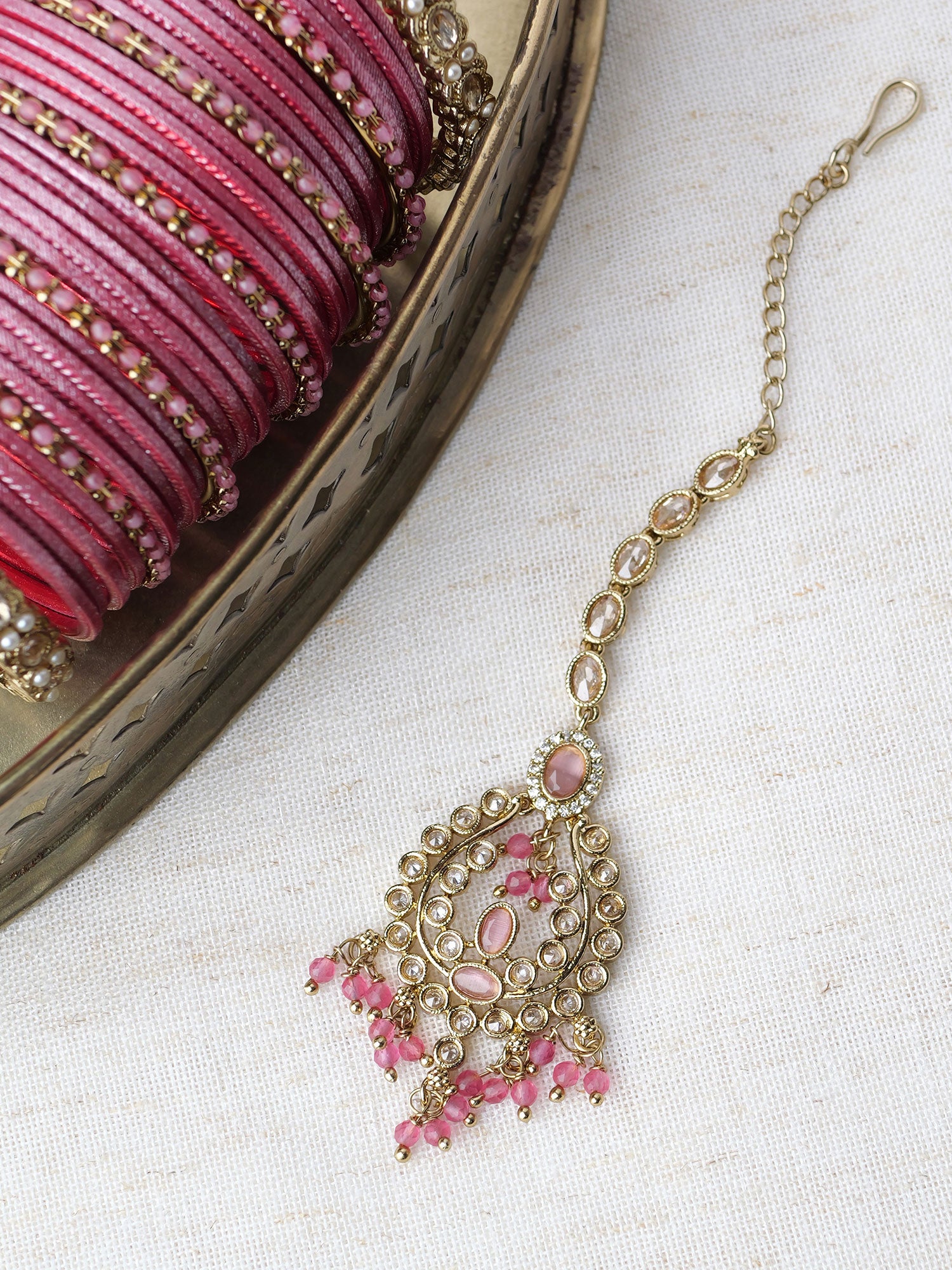 Adira Maang Tikka in Pink