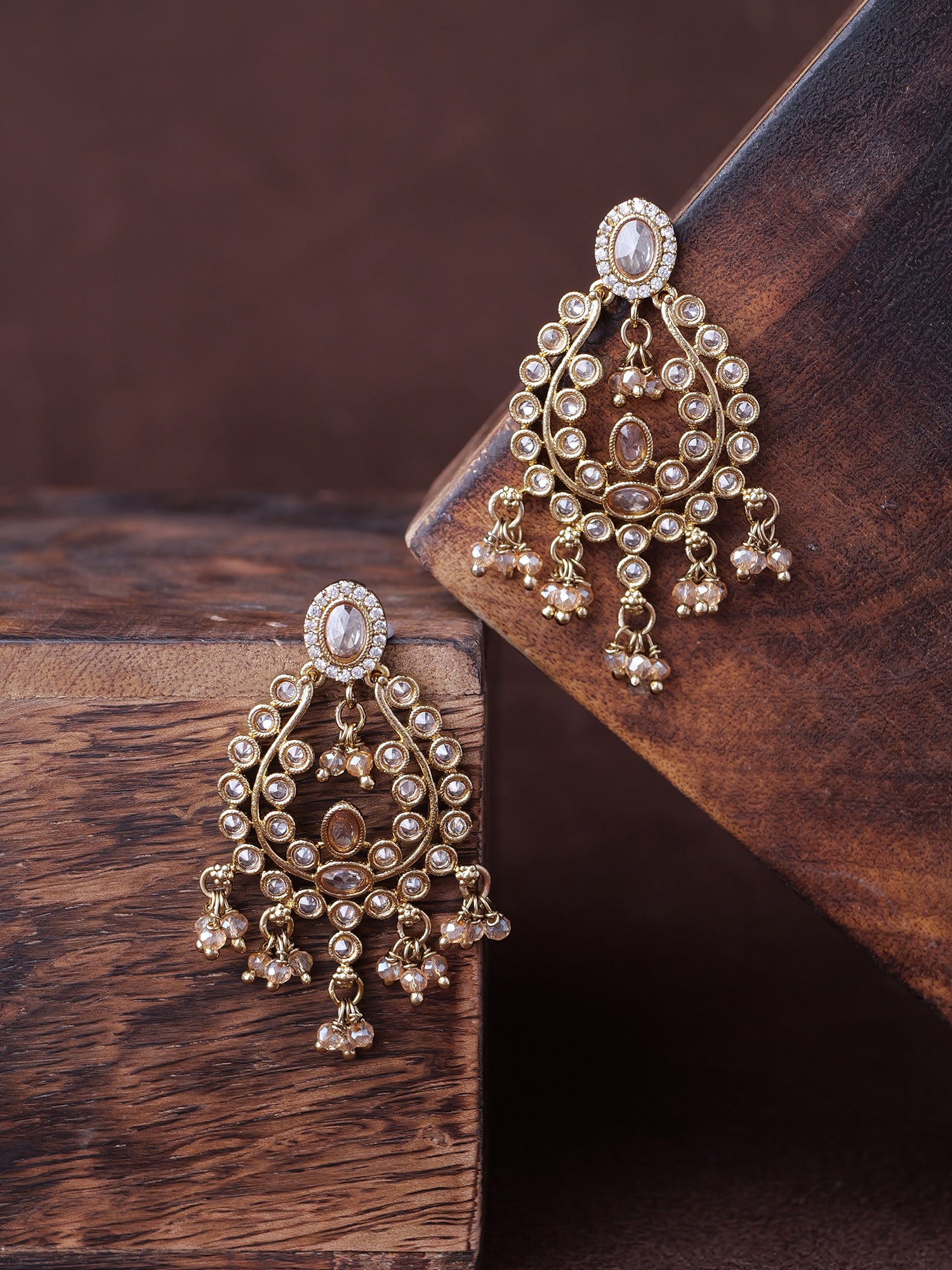 Adira Small Earrings in Gold Crystal Bead