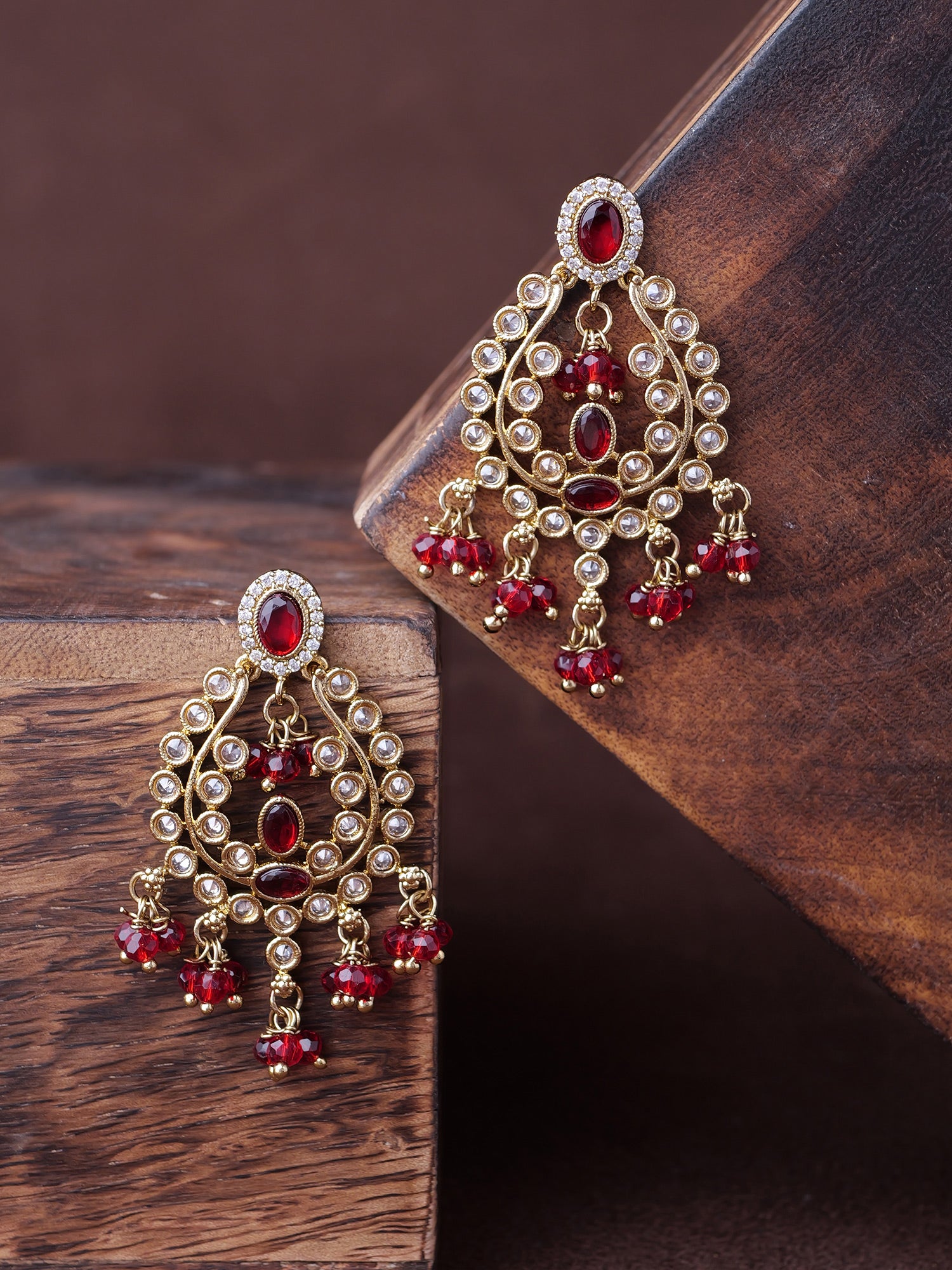 Adira Small Earrings in Maroon
