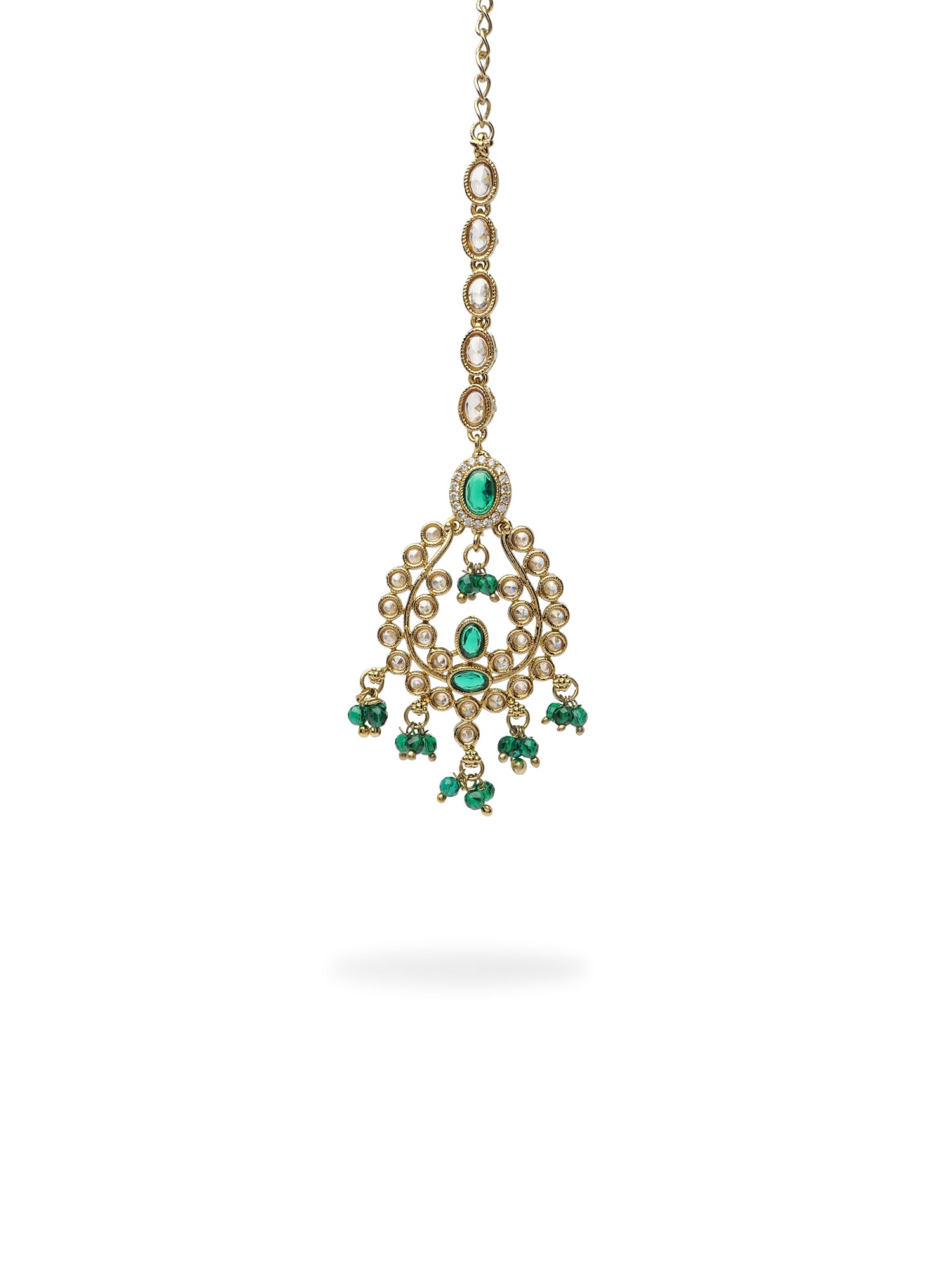 Adira Maang Tikka in Green