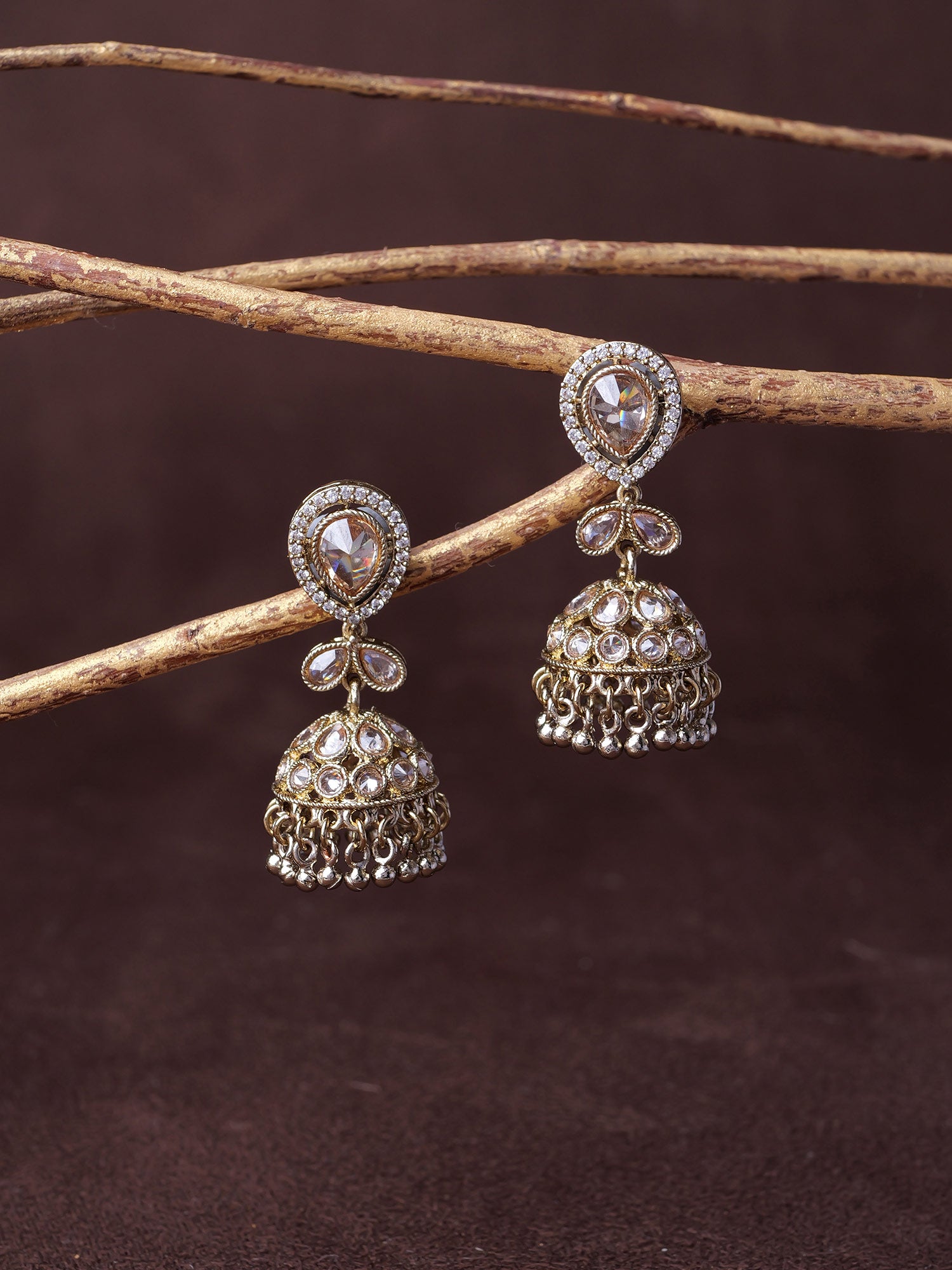 Aditi Jhumka Earrings in Antique Gold