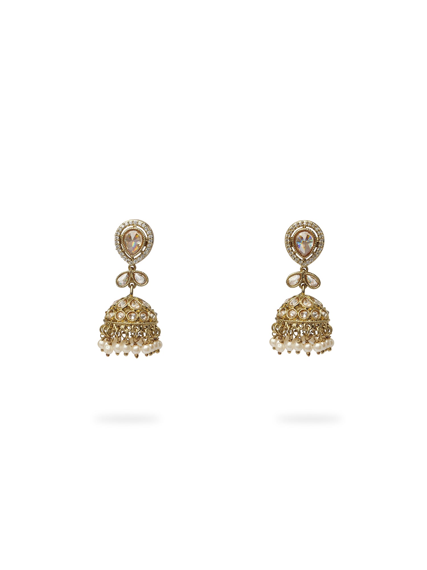 Aditi Jhumka Earrings in Pearl and Champagne