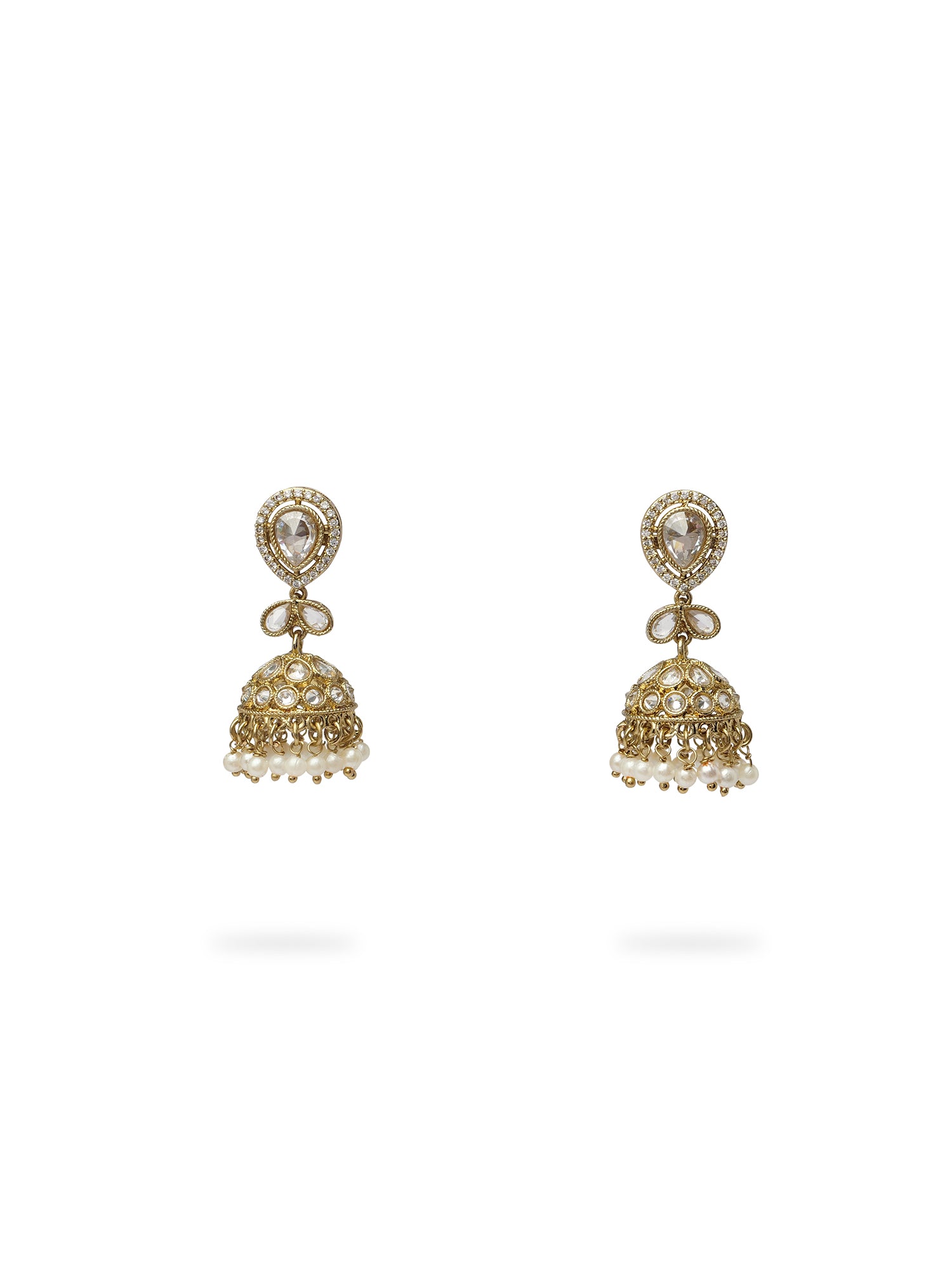 Aditi Jhumka Earrings in Pearl and White