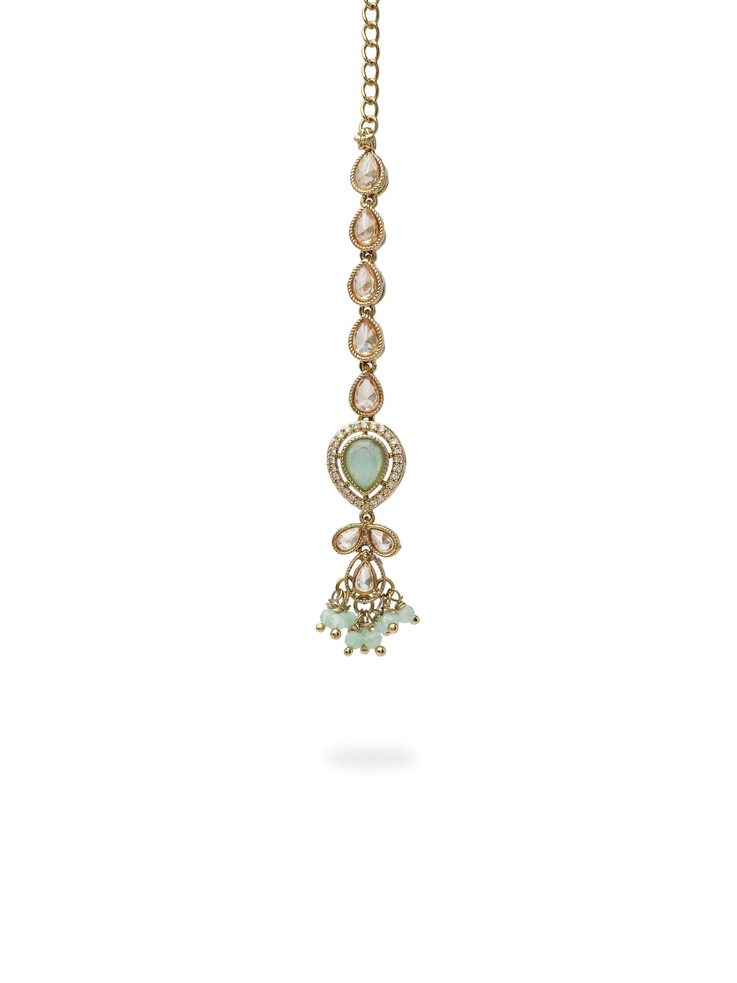 Aditi Maang Tikka in Light Blue and Antique Gold