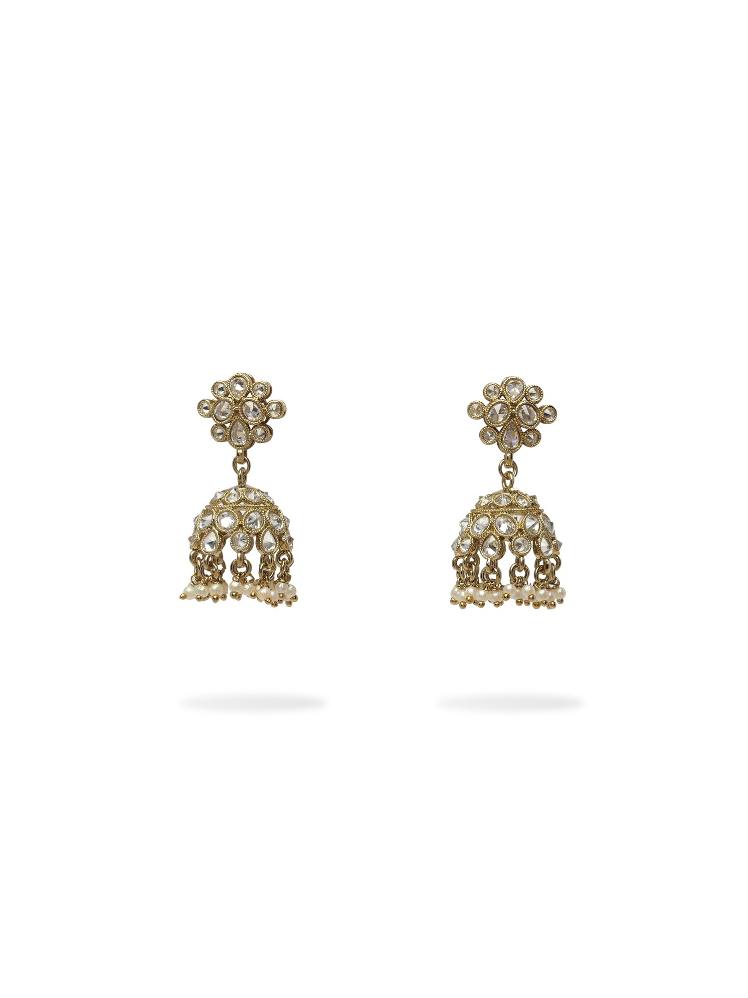 Afreen Necklace Set in White and Antique Gold