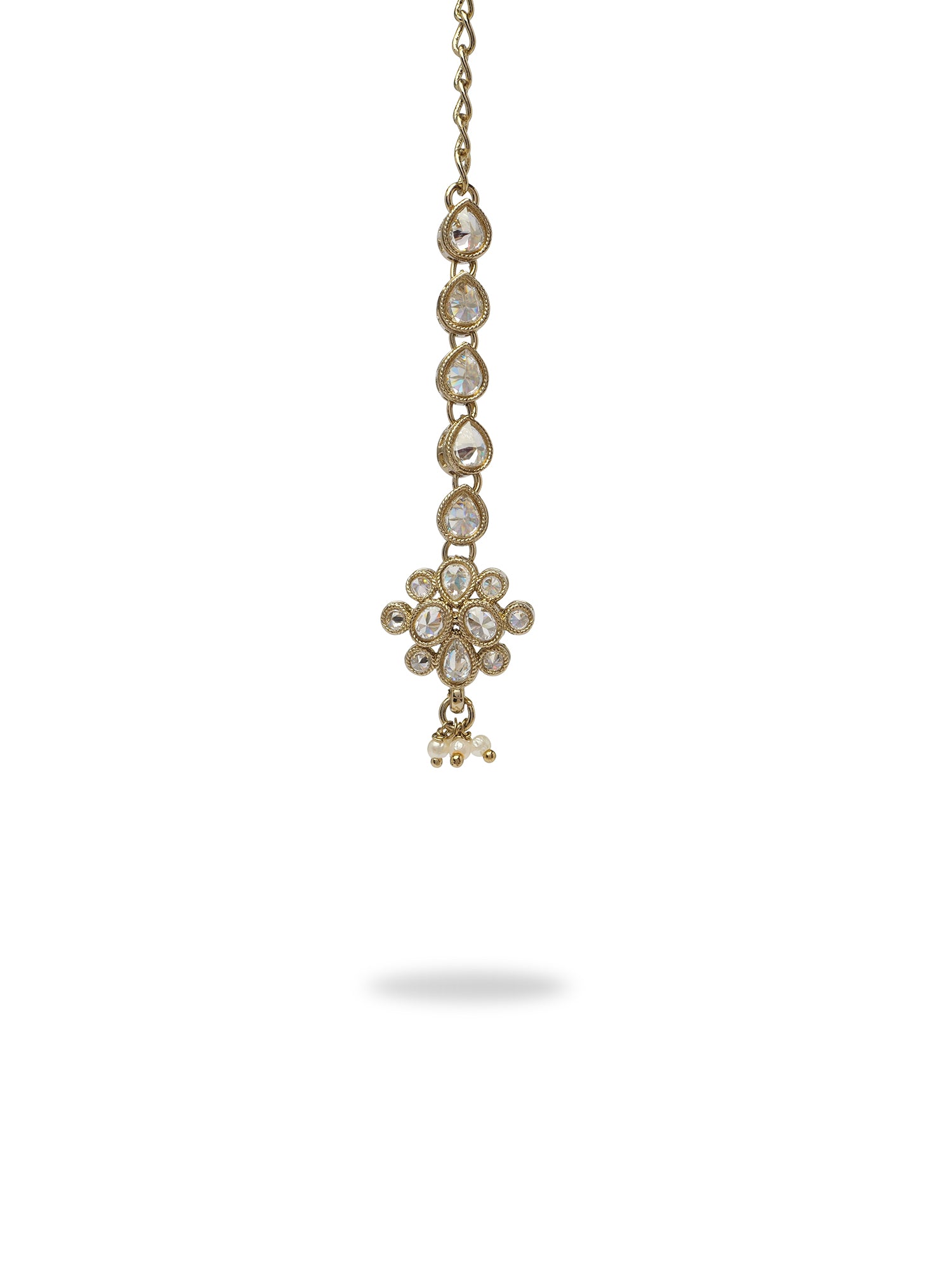 Afreen Necklace Set in White and Antique Gold