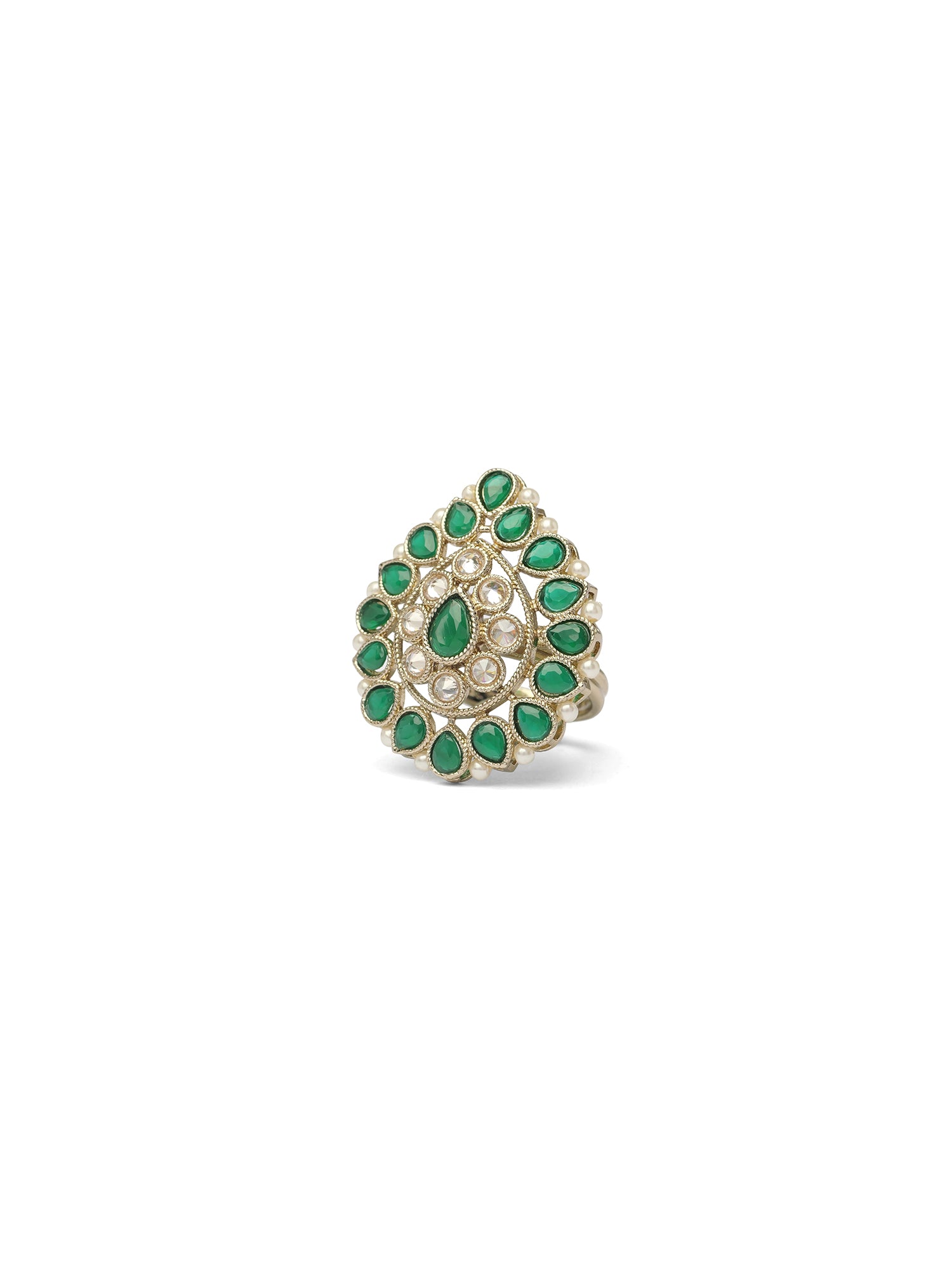 Afsana Pearl Edge Ring in Green