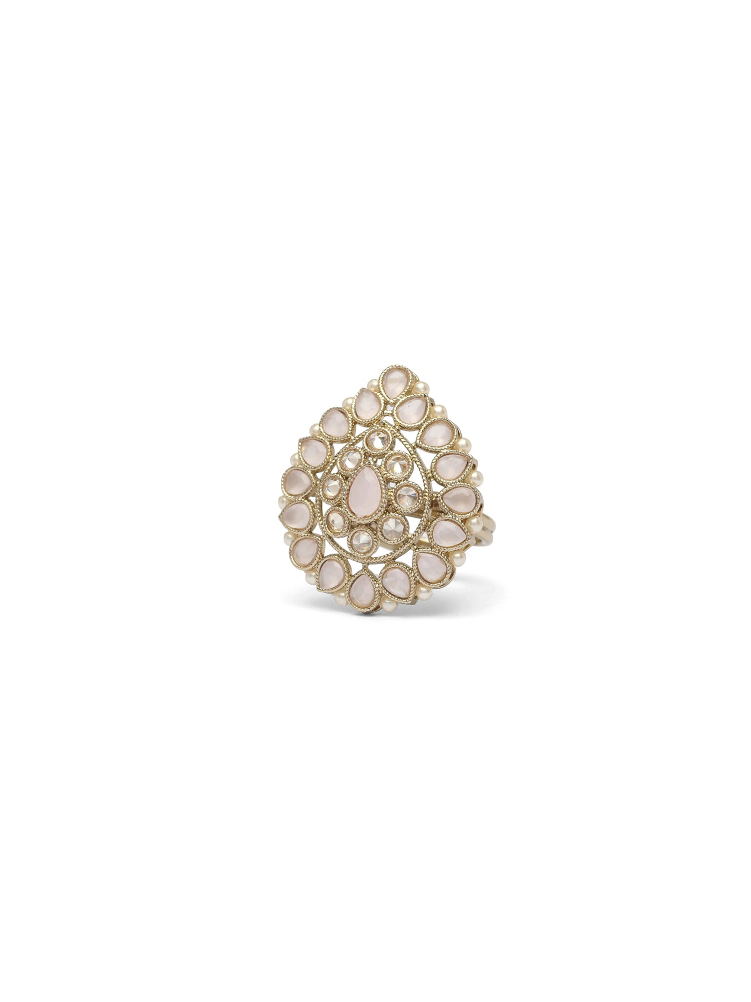 Afsana Pearl Edge Ring in Light Pink