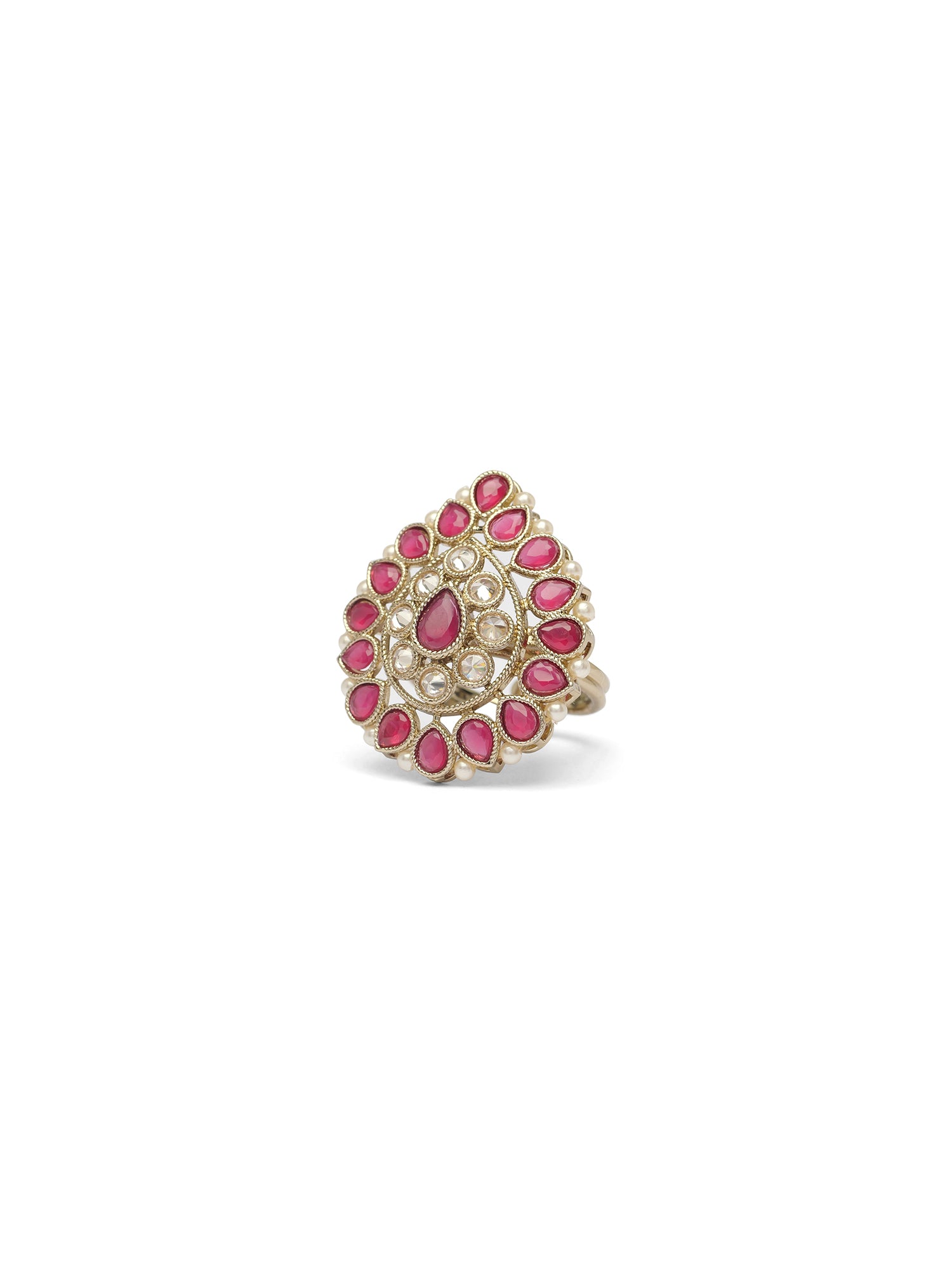Afsana Pearl Edge Ring in Ruby