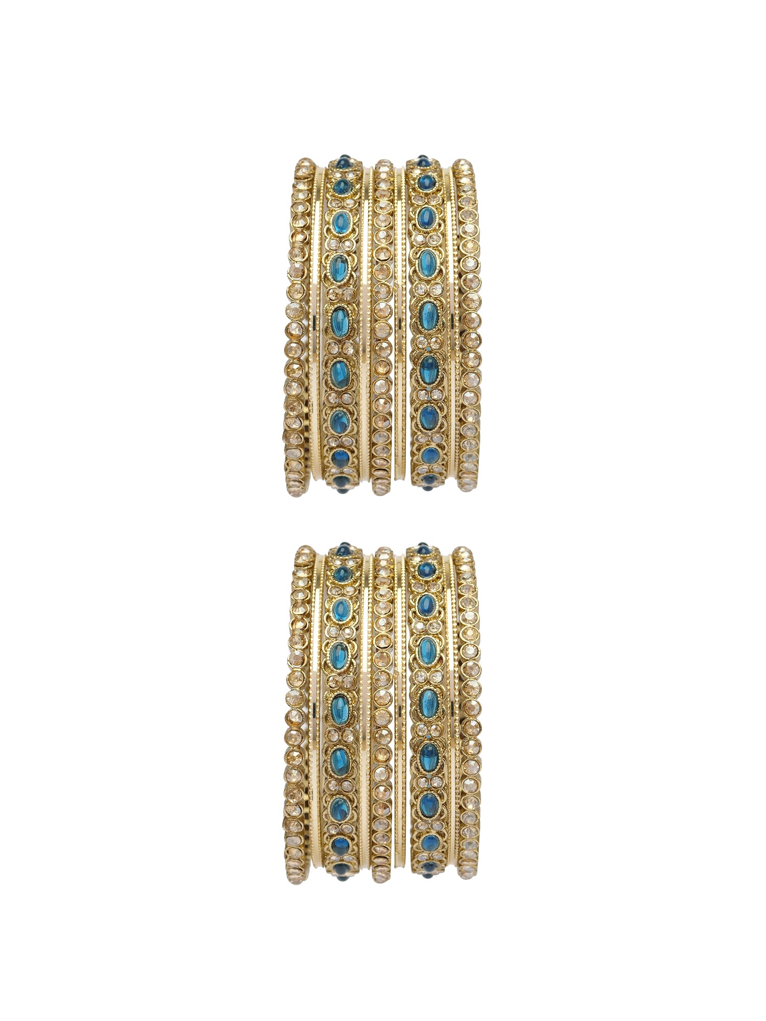 Alira Bangle Set in Blue and Antique Gold