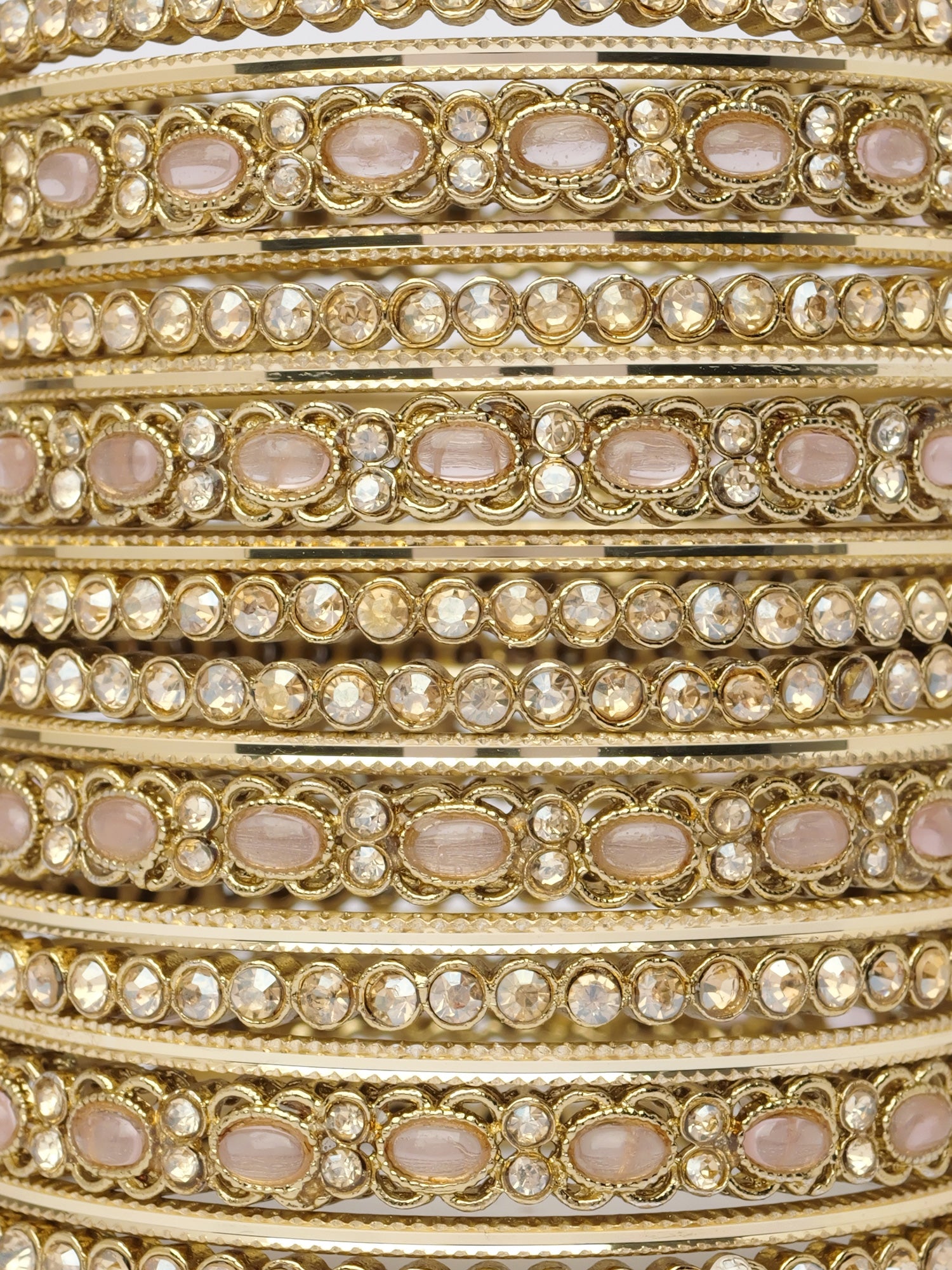 Alira Bangle Set in Light Pink and Antique Gold