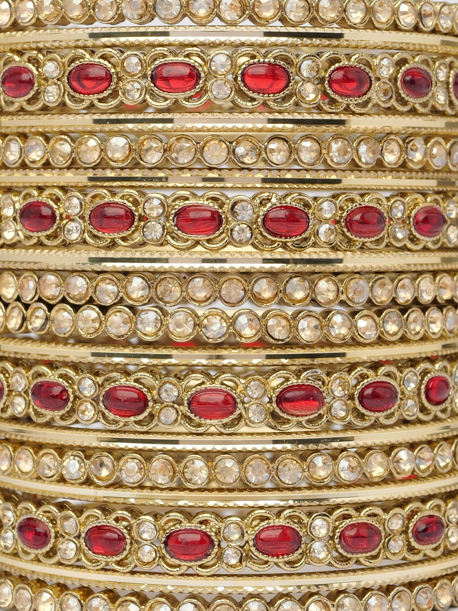 Alira Bangle Set in Maroon and Antique Gold
