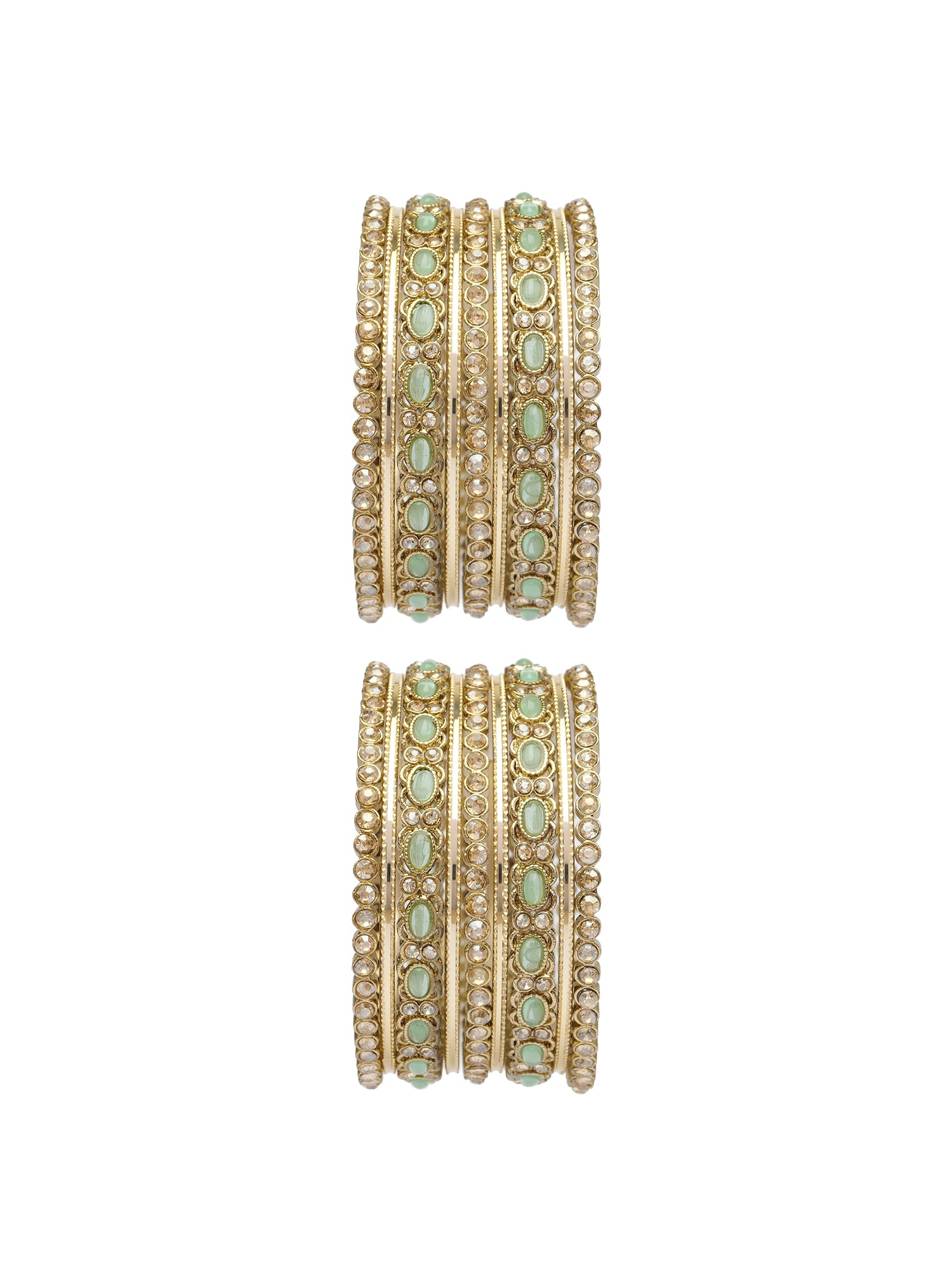 Alira Bangle Set in Mint and Antique Gold