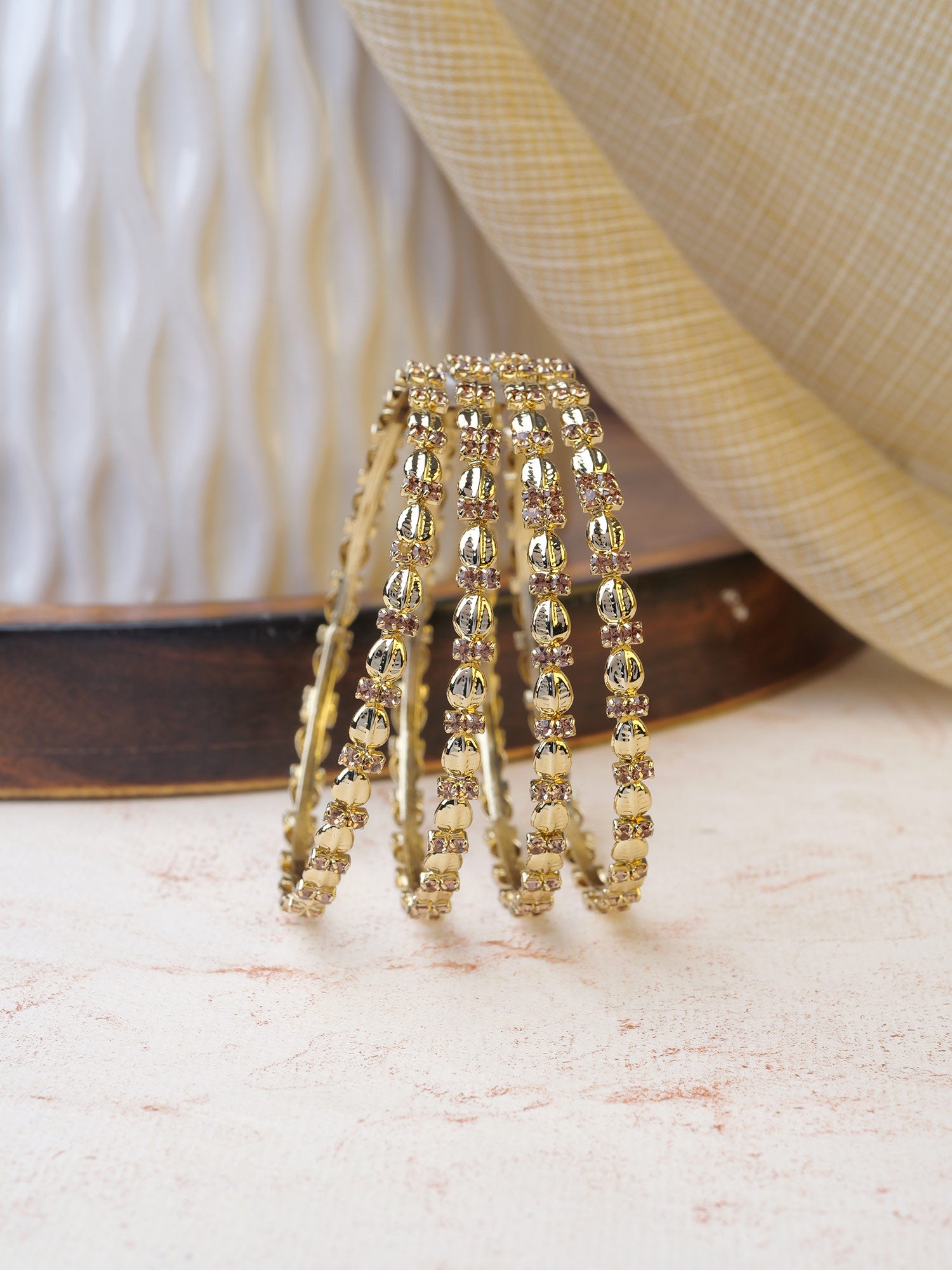 Alisha Kada Bangles in Champagne and Antique Gold
