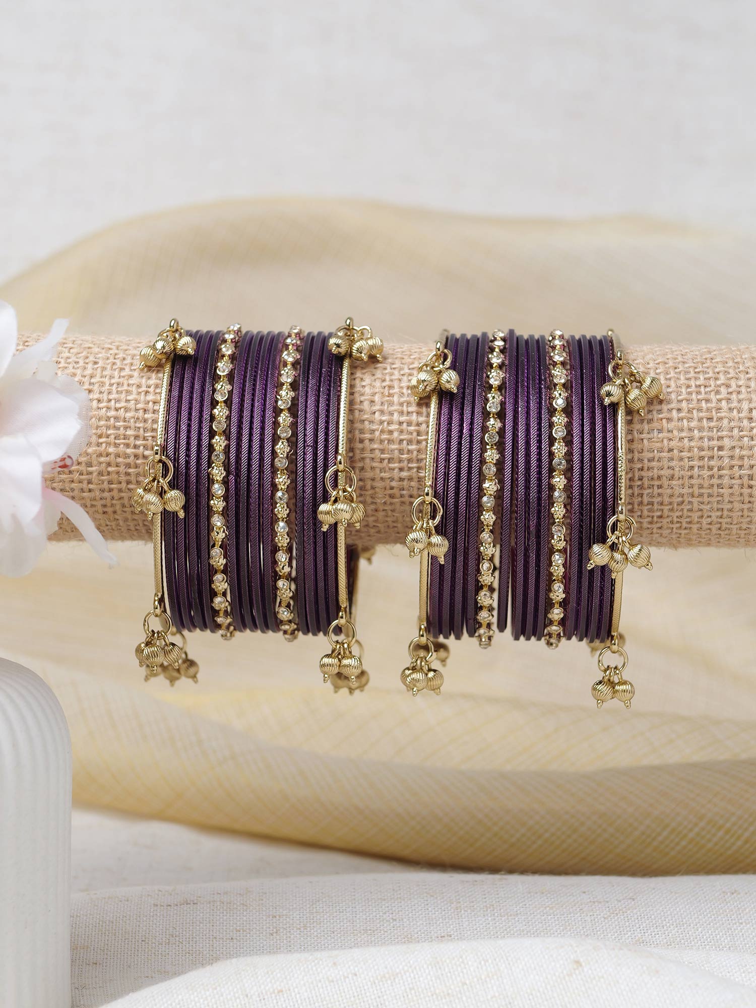 Amani Kashmiri Bangle Set in Aubergine