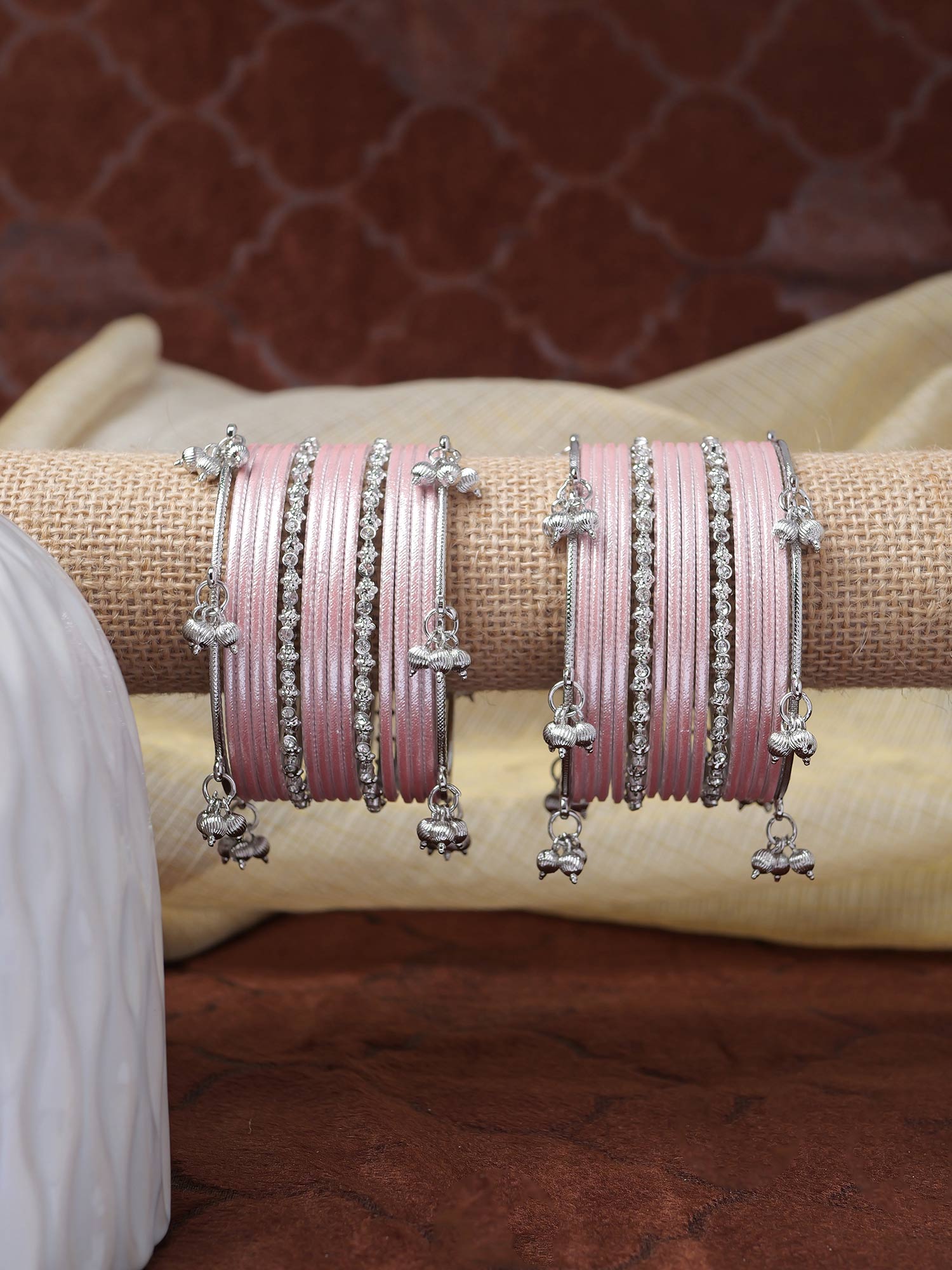 Amani Kashmiri Bangle Set in Pastel Peach