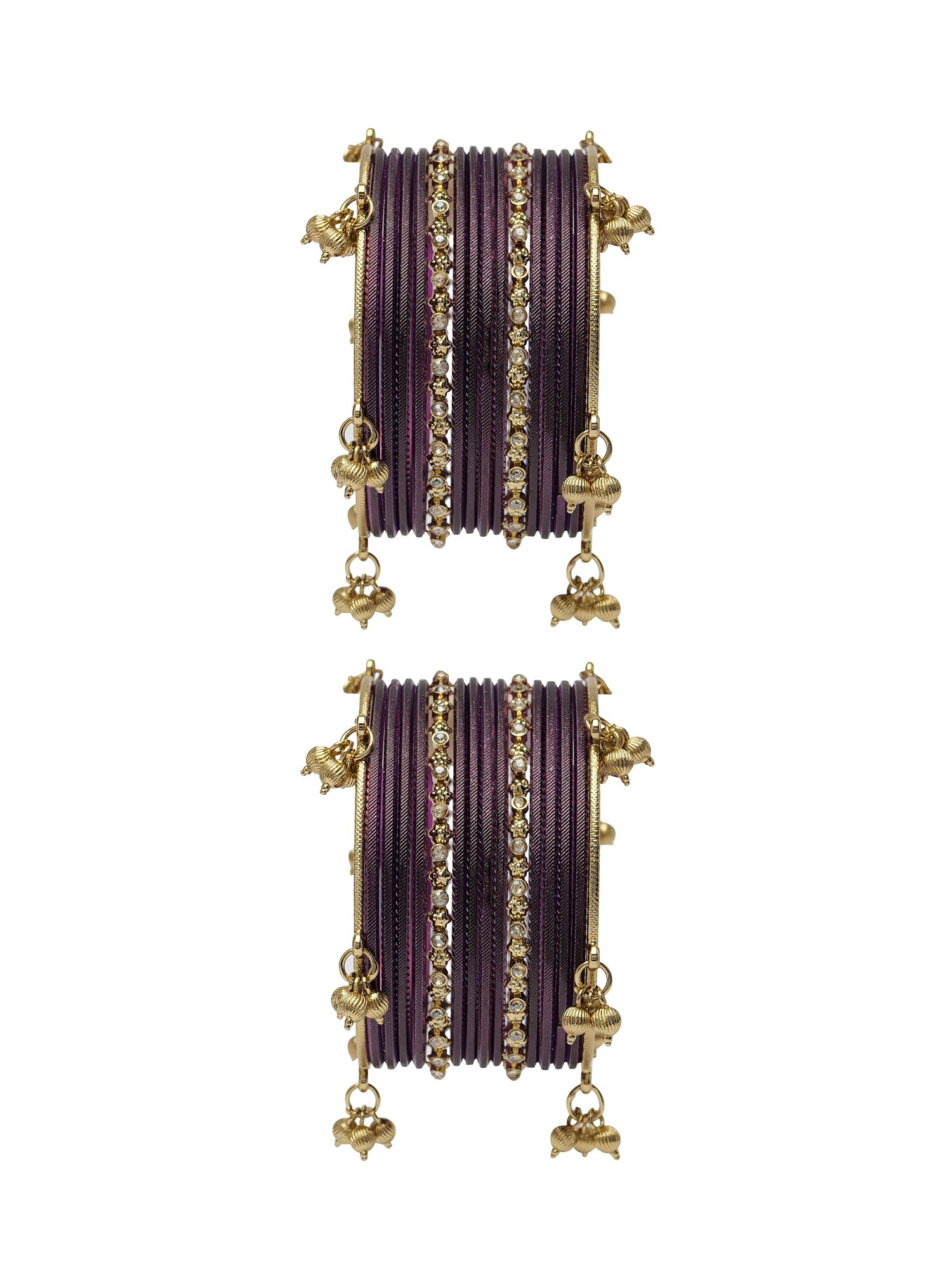 Amani Kashmiri Bangle Set in Aubergine
