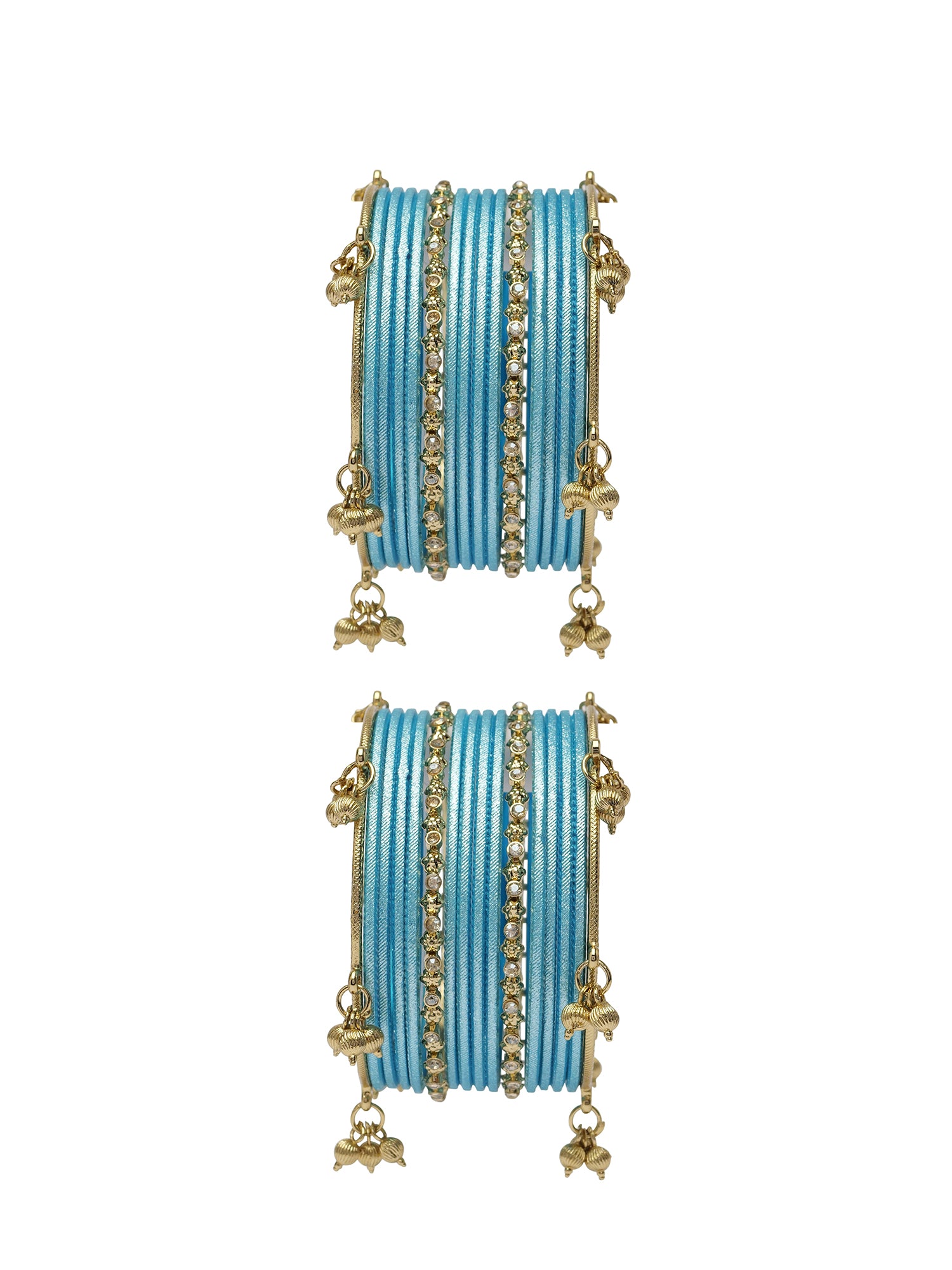 Amani Kashmiri Bnagle Set in Pewter Blue