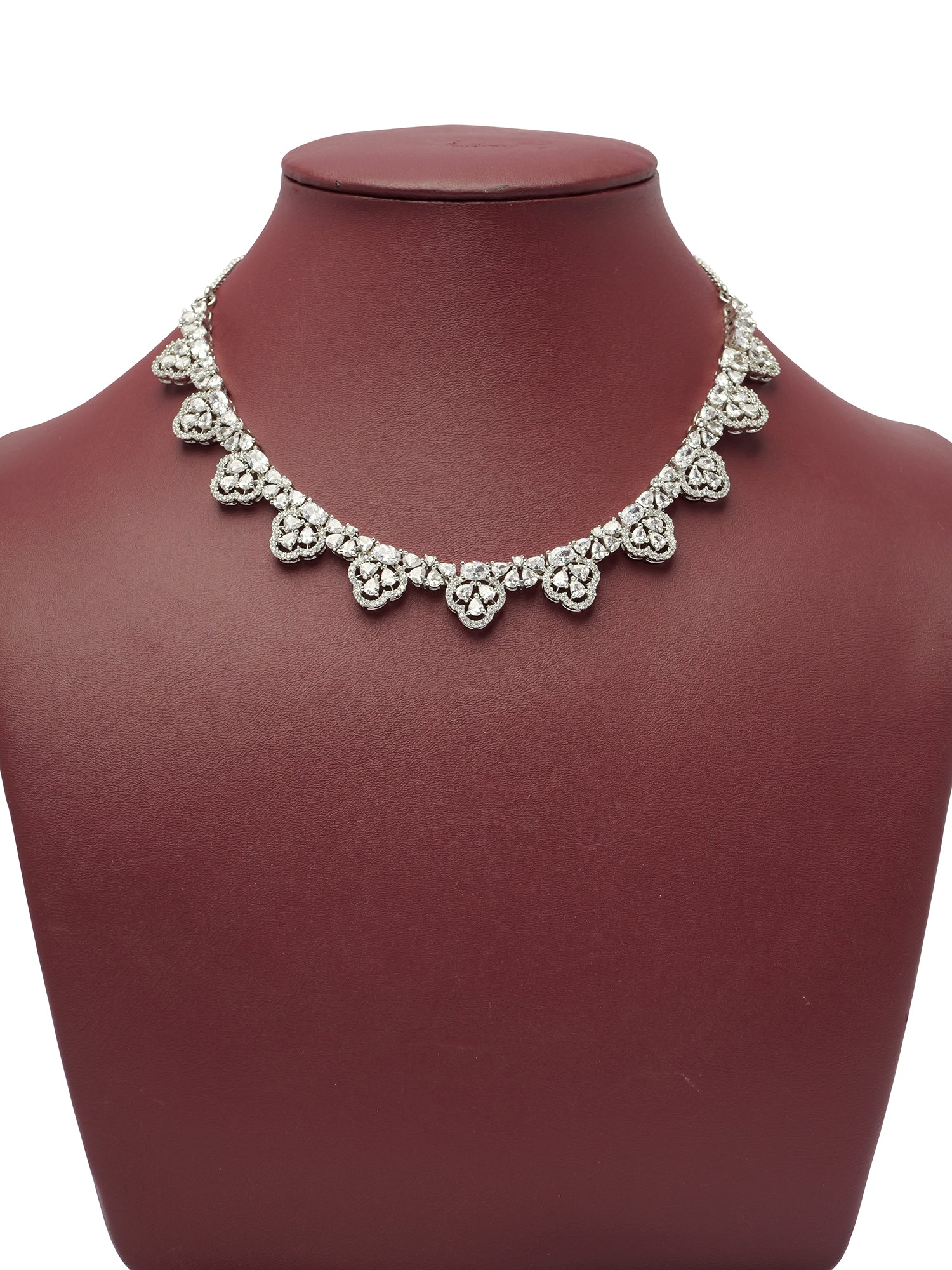 Amaris Cubic Zirconia Necklace Set in Rhodium
