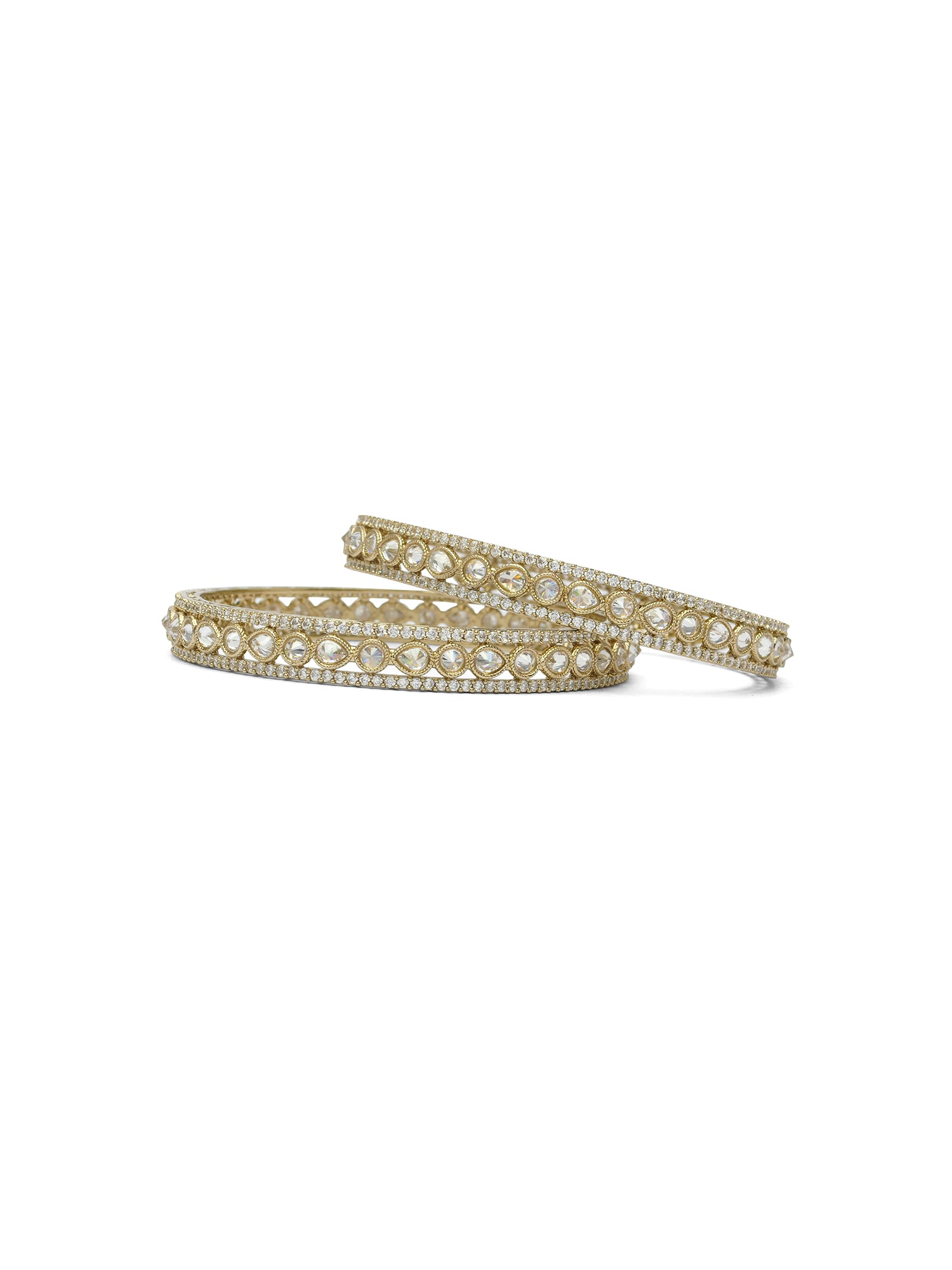 Amaya Crystal Kada Bangles in White