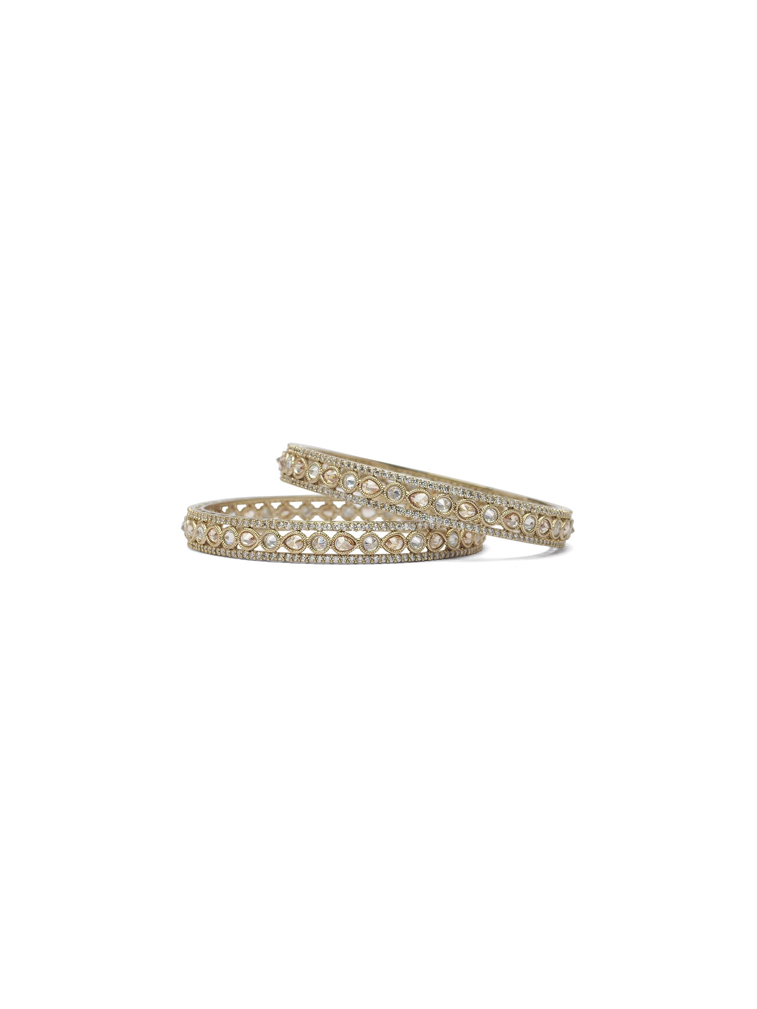 Amaya Crystal Kada Bangles in Champagne