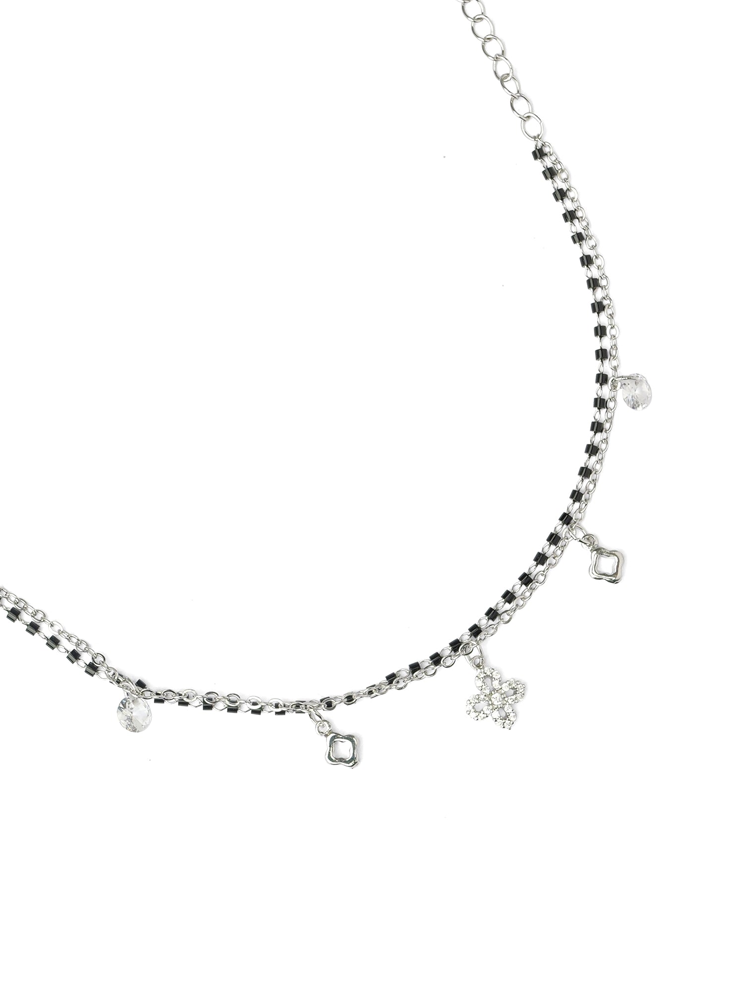 Amelia Charm Bracelet in White and Rhodium