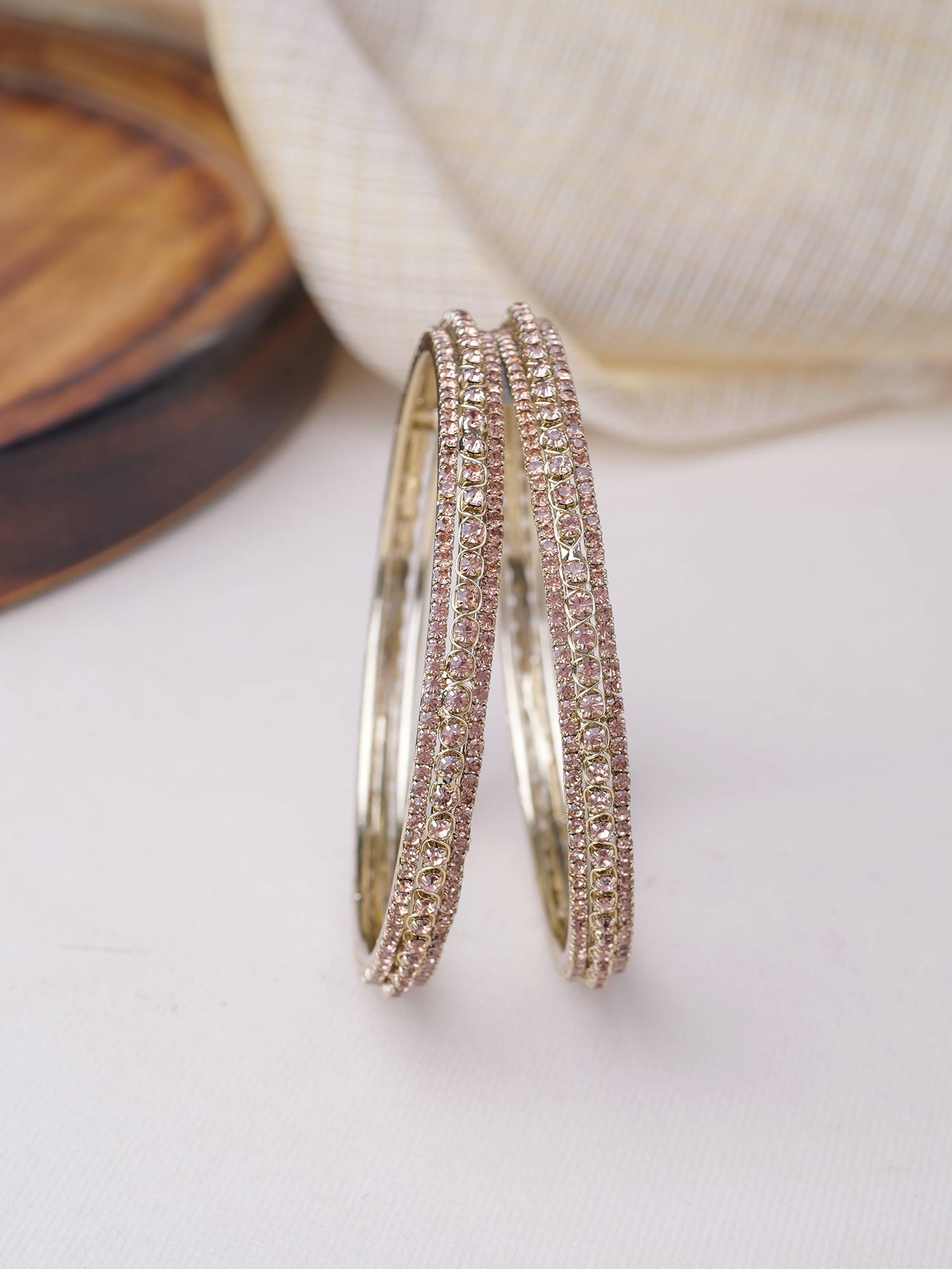 Ameya Cubic Zirconia Bangles in Champagne