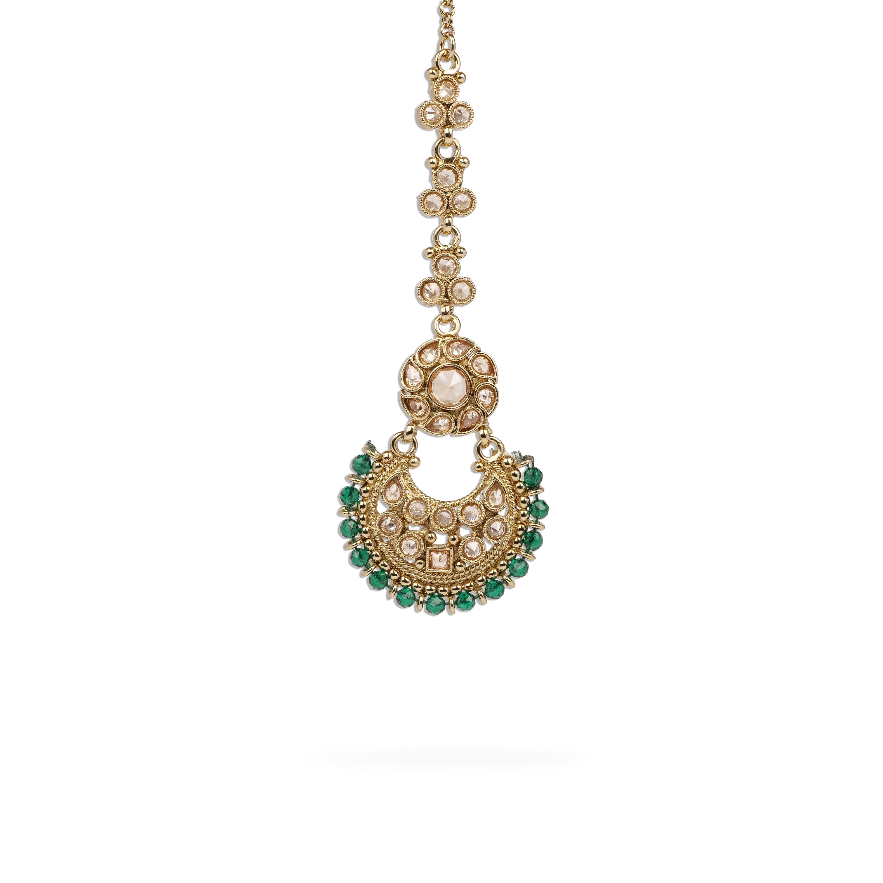 Amina Chand Maang Tikka in Green