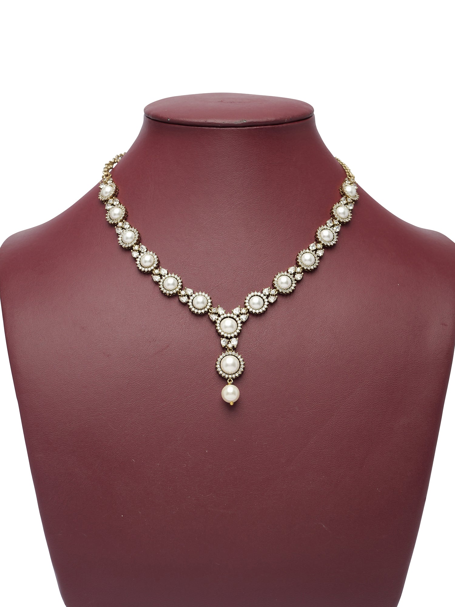 Amirah Pearl Cubic Zirconia Necklace Set in White