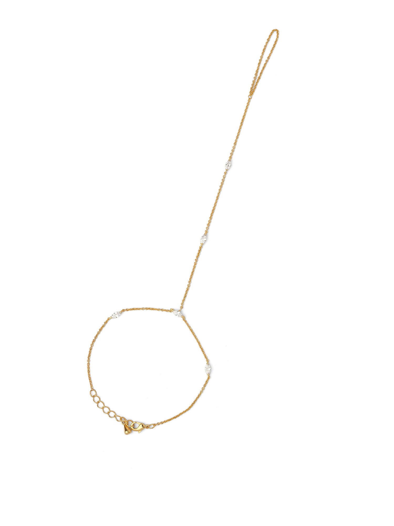 Amna Cubic Zirconia Hand Chain in Gold