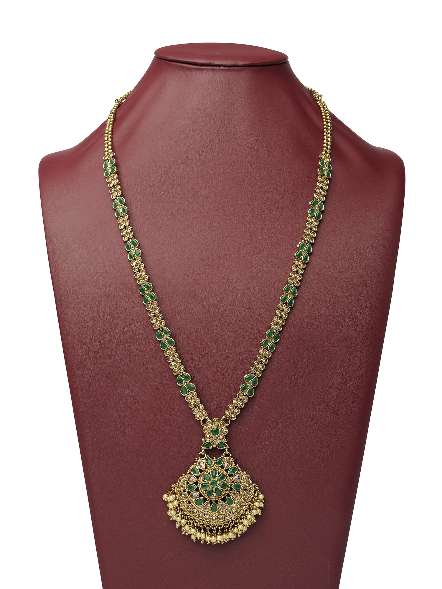 Amrani Rani Haar in Green and Antique Gold