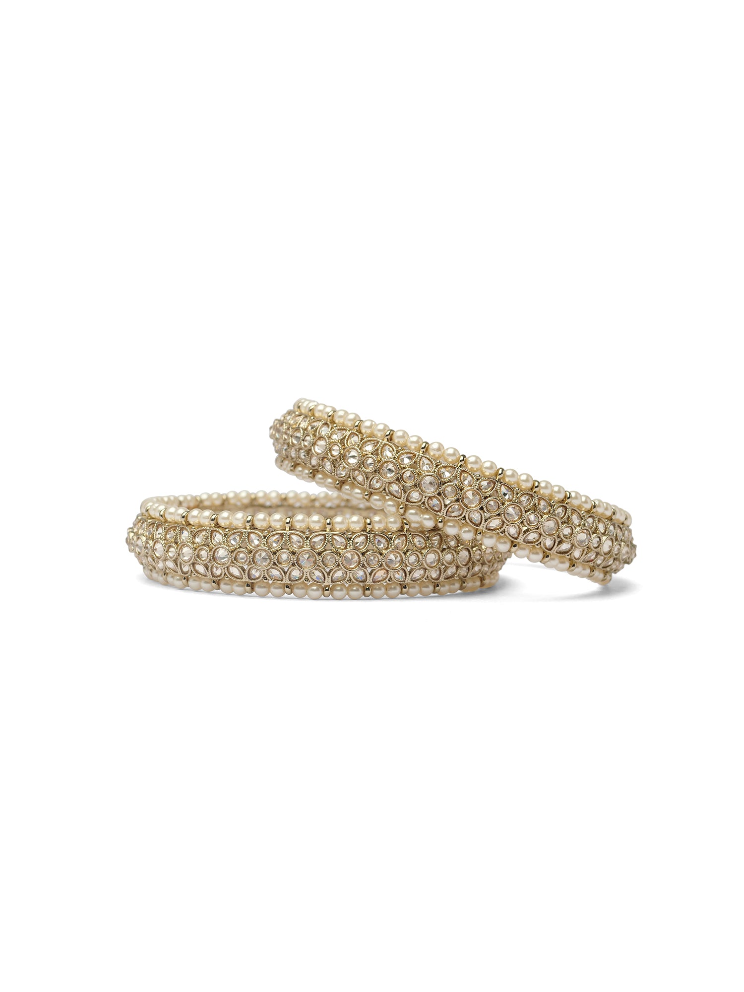 Amrita Pearl Kada Bangles in Champagne